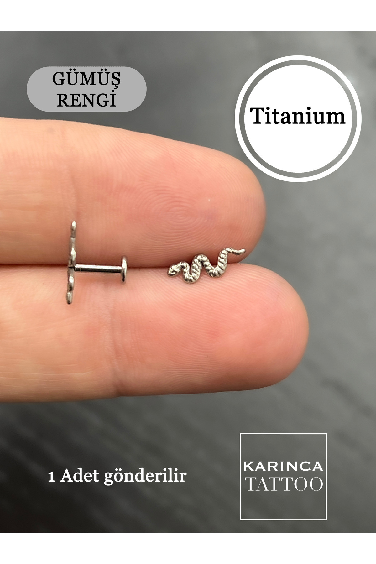 Karınca Piercing-Titanium Snake Piercing - Lip, Tragus, Forward Helix, Flat Ear, Conch, Lobe Labret Snake Bites 2