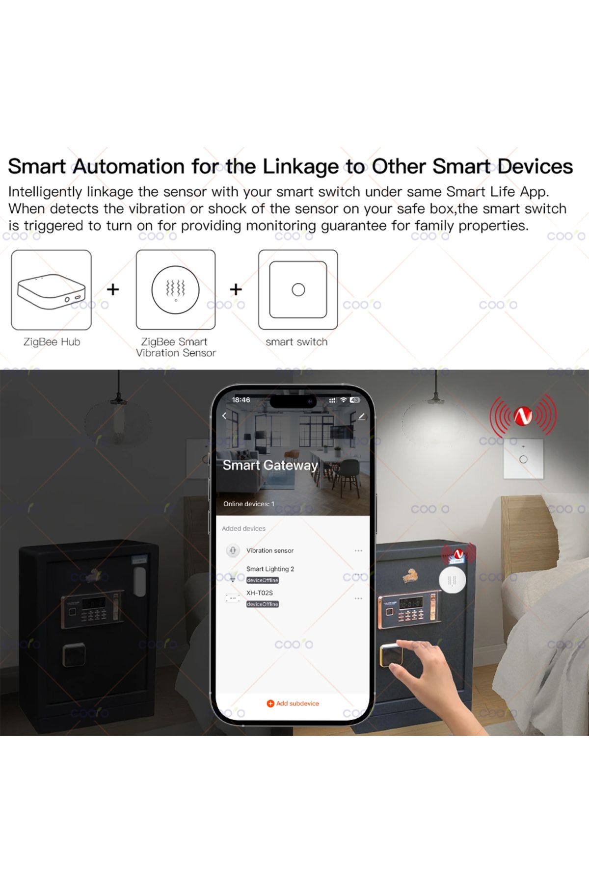 Choice-Tuya Smart Zigbee Vibration Sensor Detection Tilt XYZ Axis Sensor Shock Alarm Record App Notifica... 4