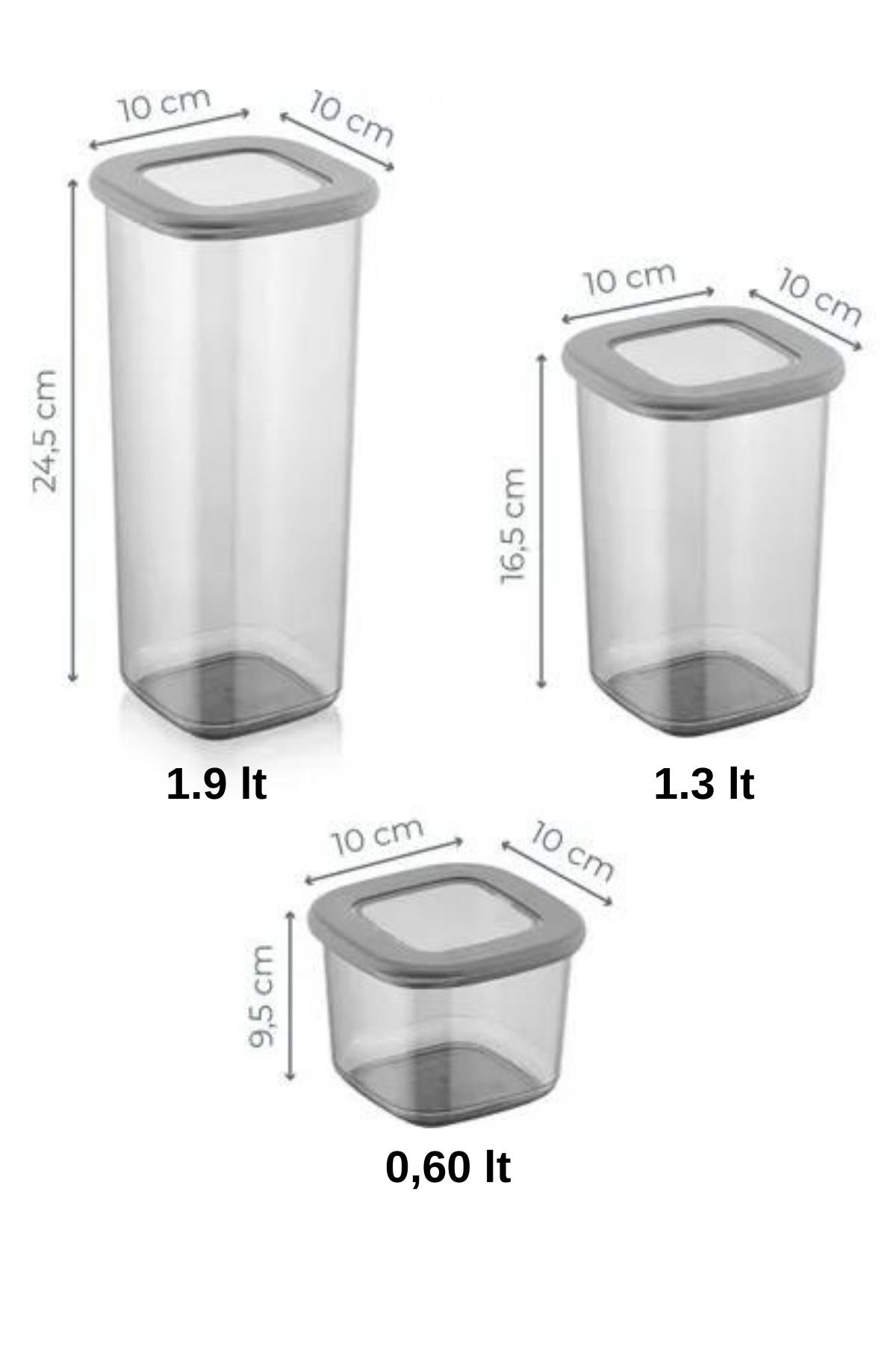 Rapt-0.60 Lt + 1.3 Lt + 1.9 Lt Capacity Set of 3 Clear Storage Containers with Silicone Seal - Leak Proof Lid Jar 4