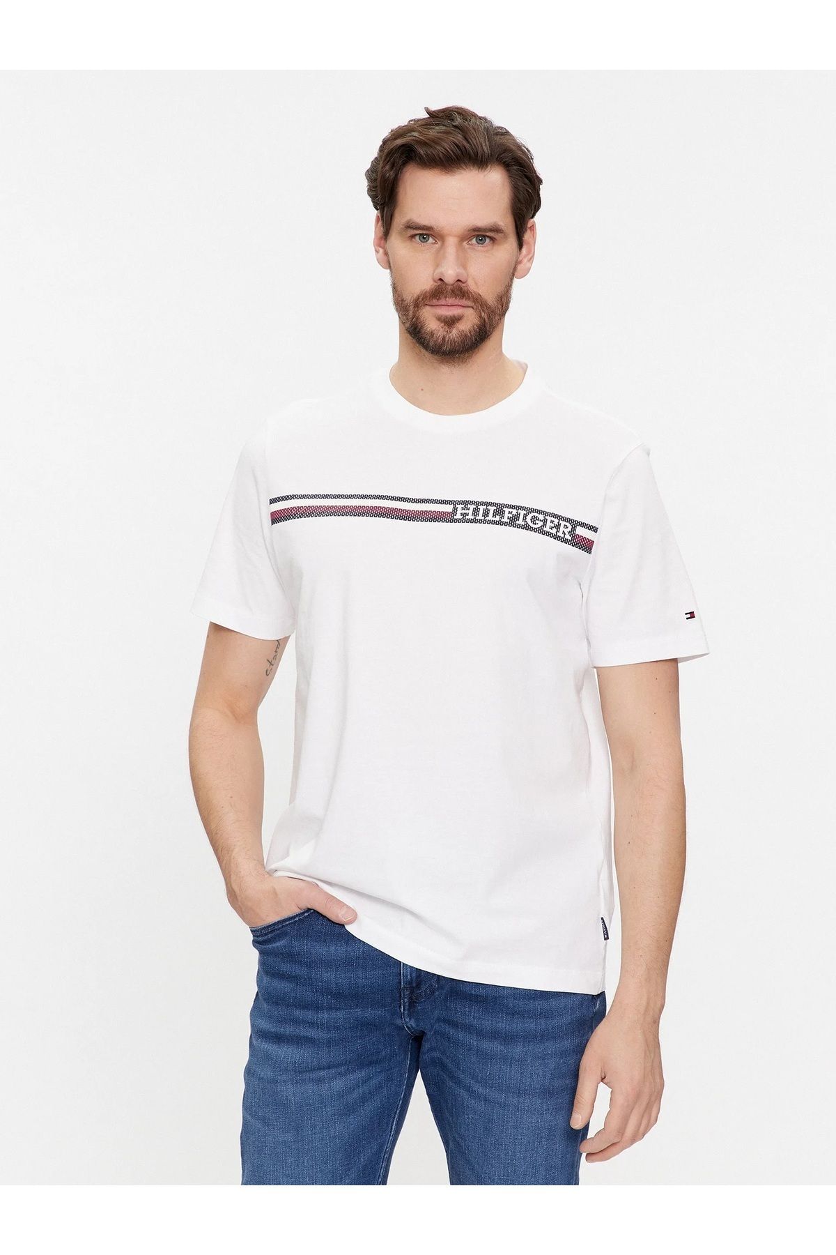 Hilfiger Denim __TommyHilfiger Organik Pamuk Erkek T-Shirt Regular Fit