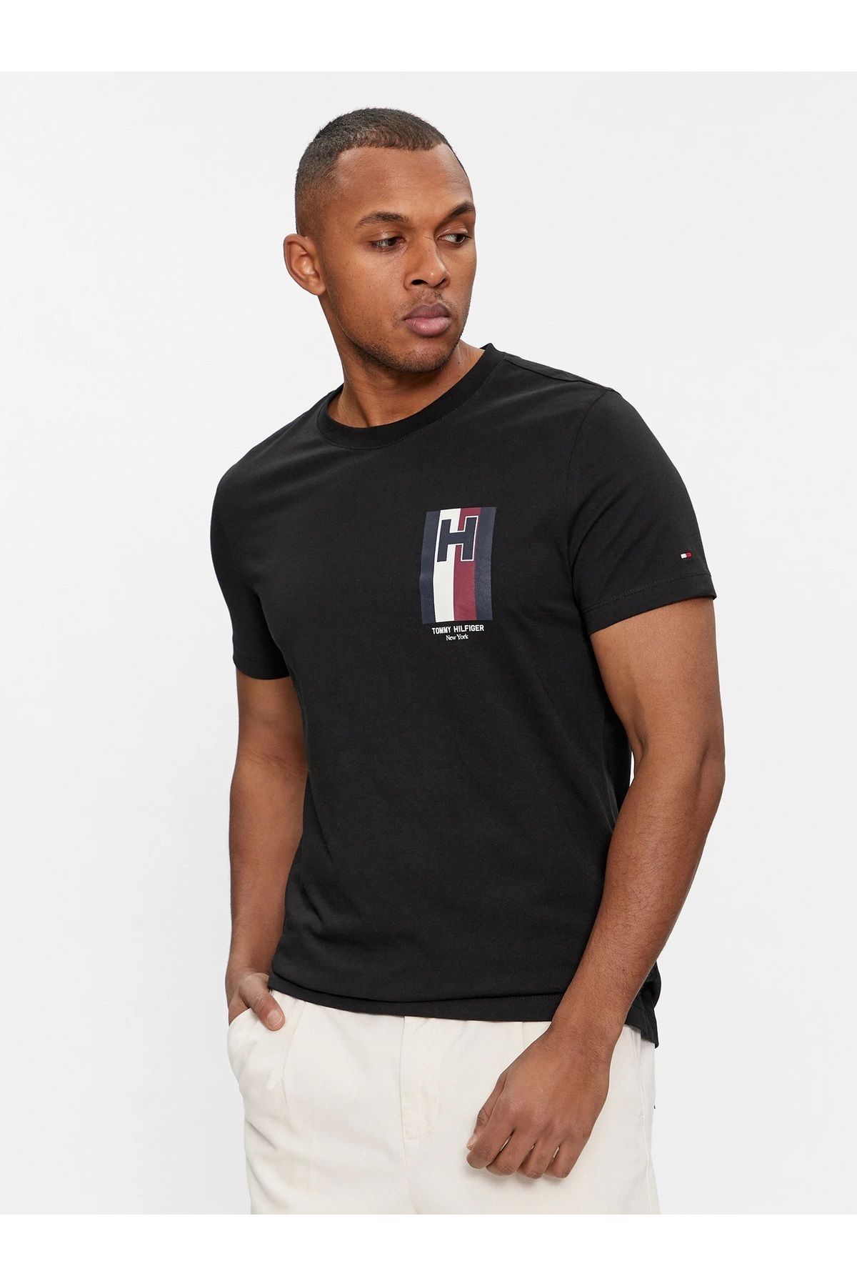 Hilfiger Denim __TommyHilfiger Organik Pamuk Erkek T-shirt Slim Fit