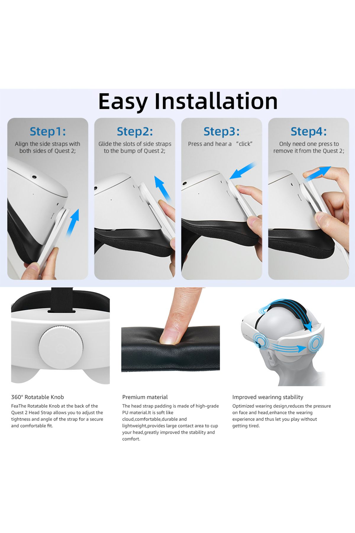 Choice-Head Strap Compatible with Oculus Quest 2,Meta Quest 2 Accessories Adjustable Elite Strap Replace... 6