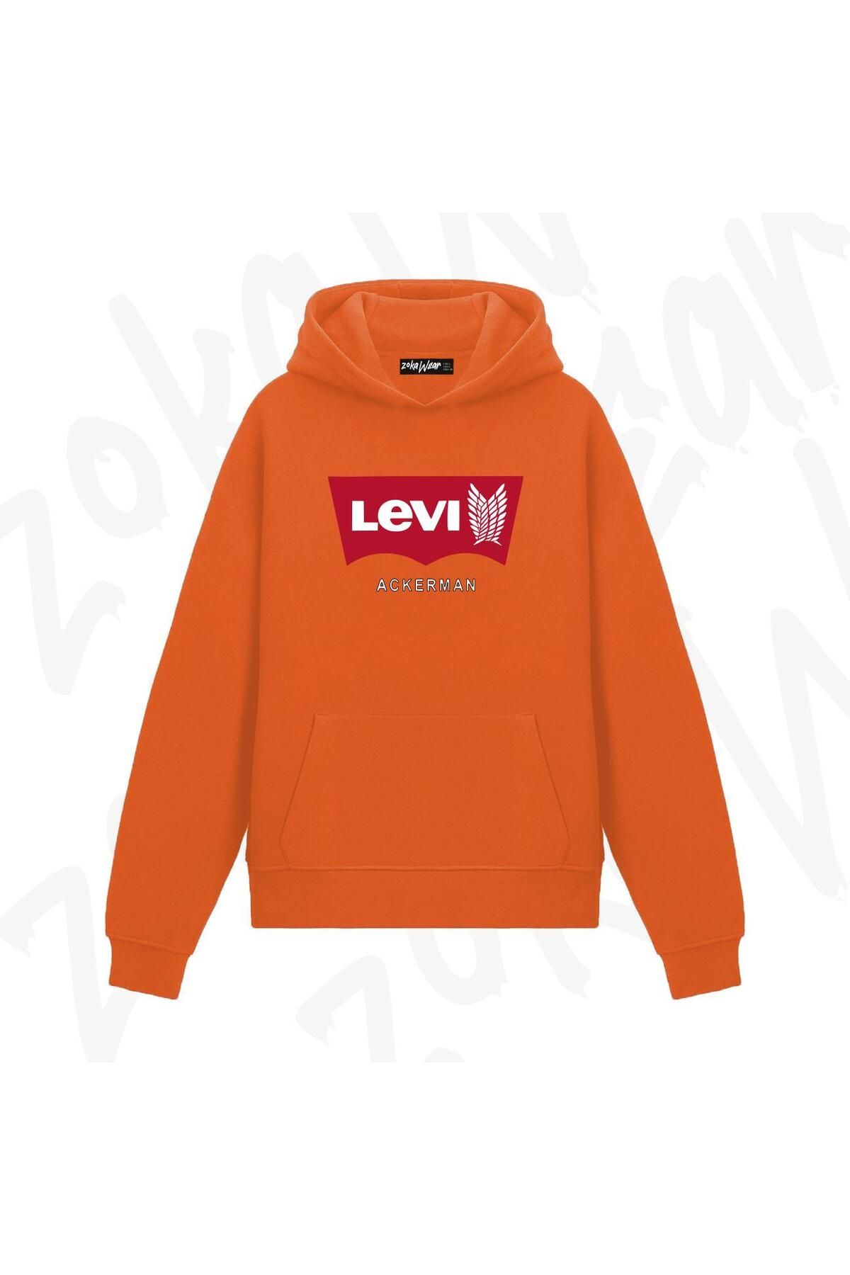 ZOKAWEAR-Attack on Titan Levi Ackerman Logo Anime Printed Orange Sweatshirt 1
