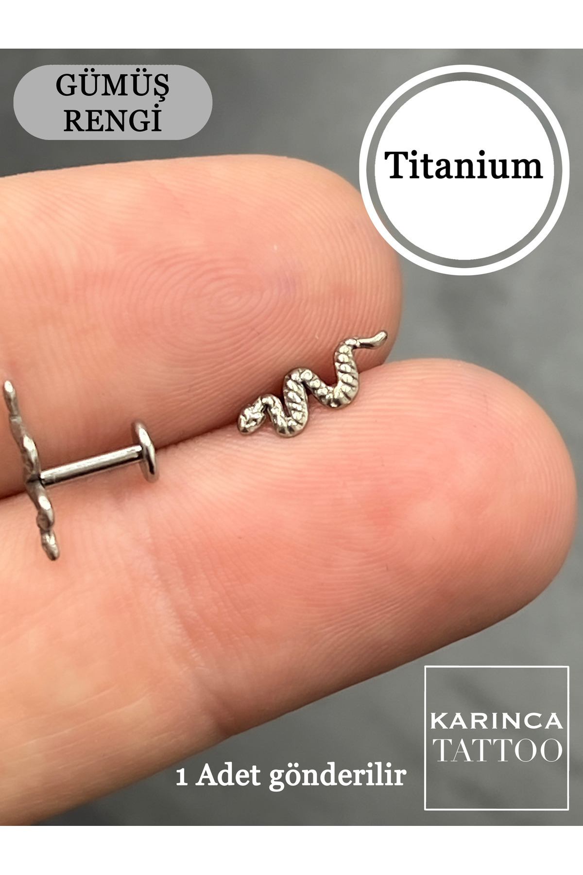 Karınca Piercing-Titanium Snake Piercing - Lip, Tragus, Forward Helix, Flat Ear, Conch, Lobe Labret Snake Bites 1
