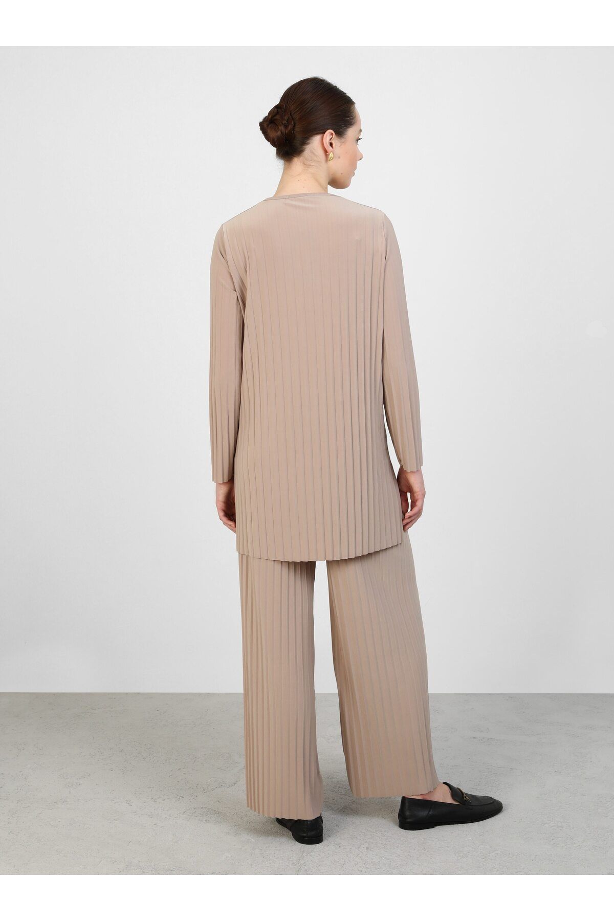 Refka-Beige Sandy Fabric Pleated Set - Refka 6