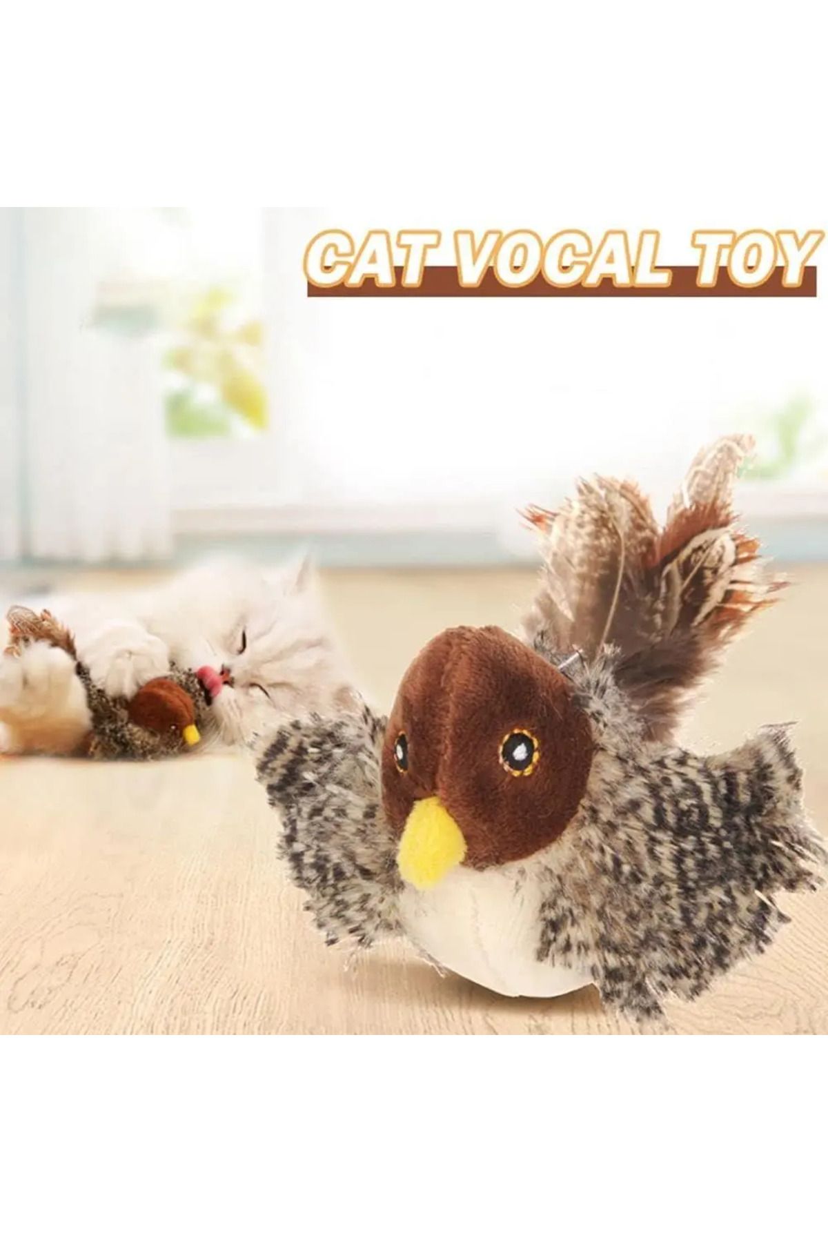 Choice-Interactive Cat Toys Flying Bird Cat Toy Flapping Wings Sparrow Catnip Toys Vivid Chirpi]ng Simul... 5
