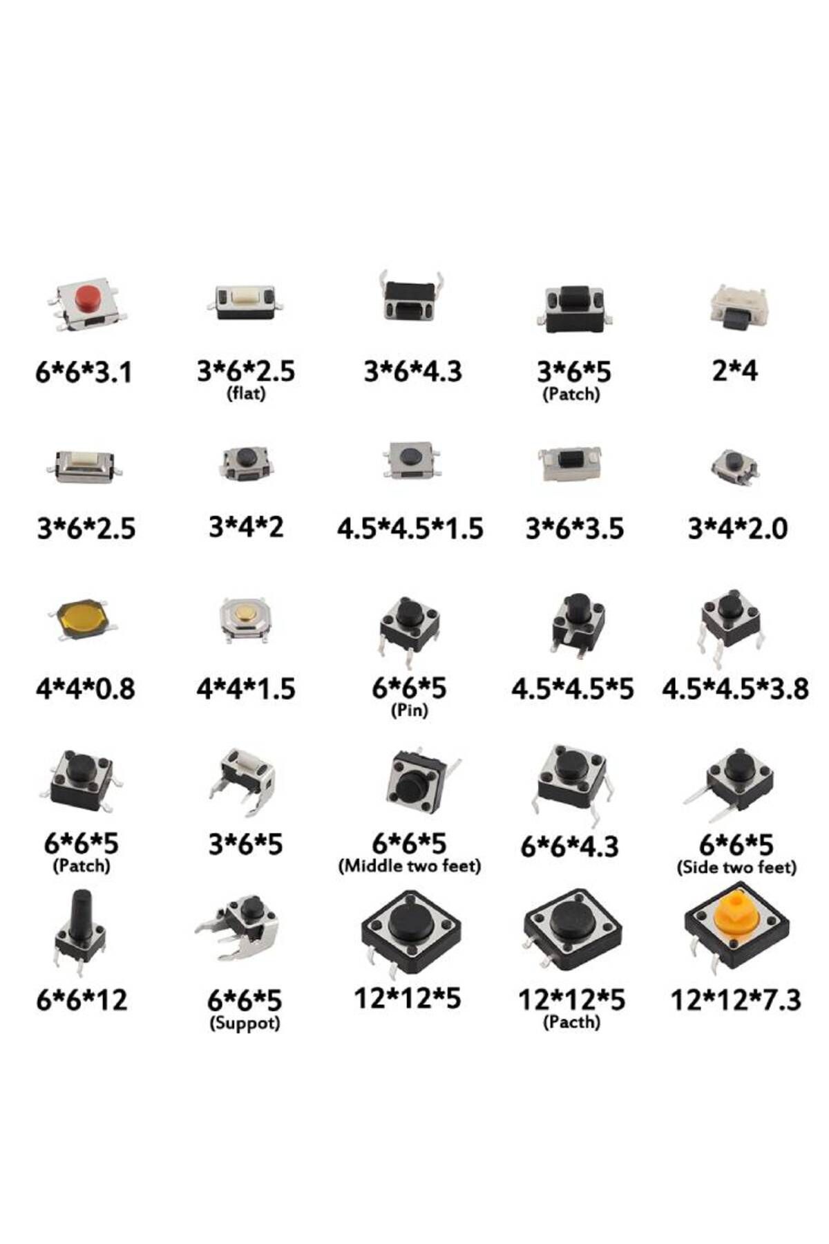 Choice-125Pcs 25Types/lot Micro Switch Push Button Tact Switches Reset Mini Leaf Switch SMD DIP 2*4 3*6 ... 8