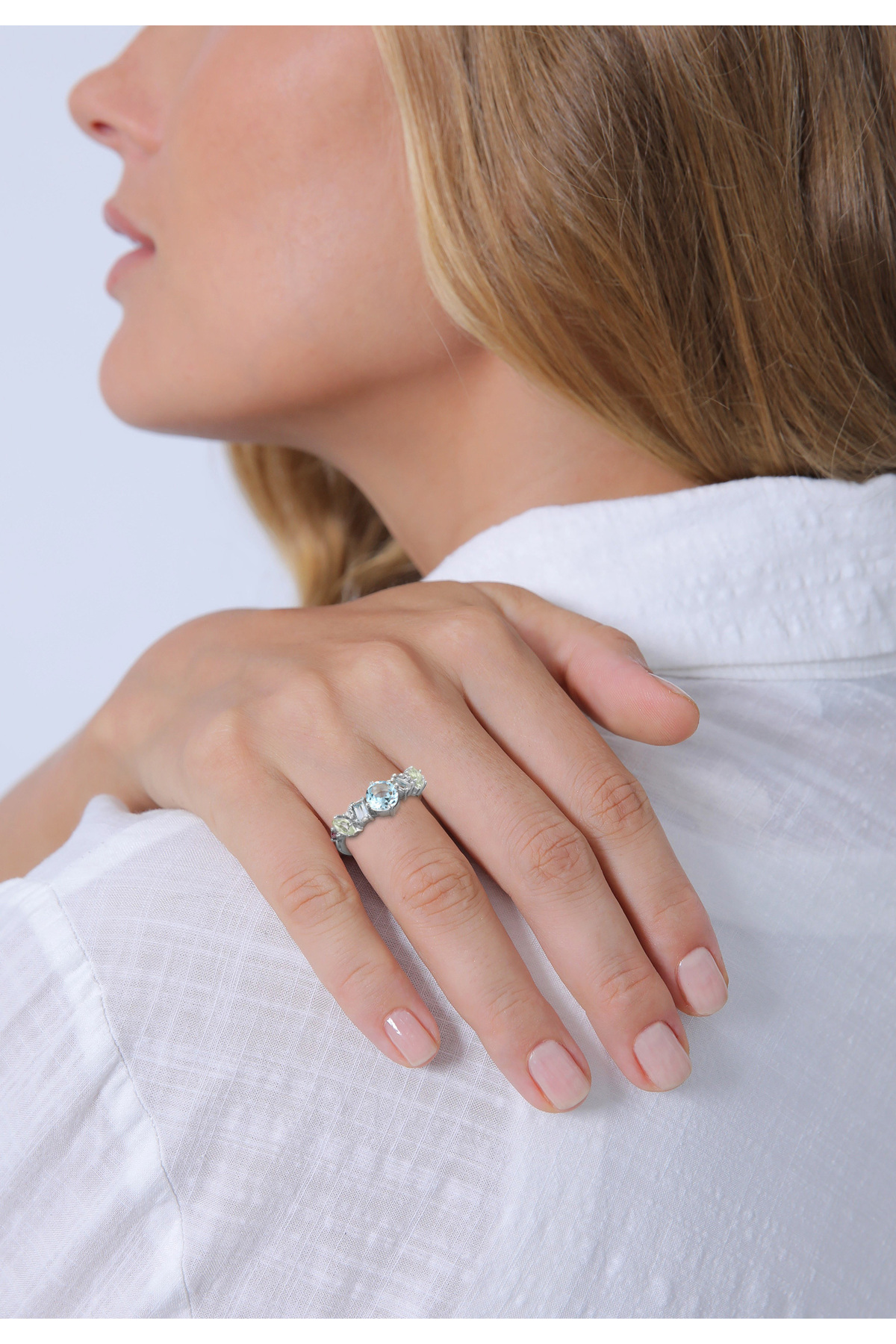 ELLI-Ring PREMIUM Ring Damen Classic mit Topas, Mondstein und Amethyst in 925 Sterling Silber Gold 4