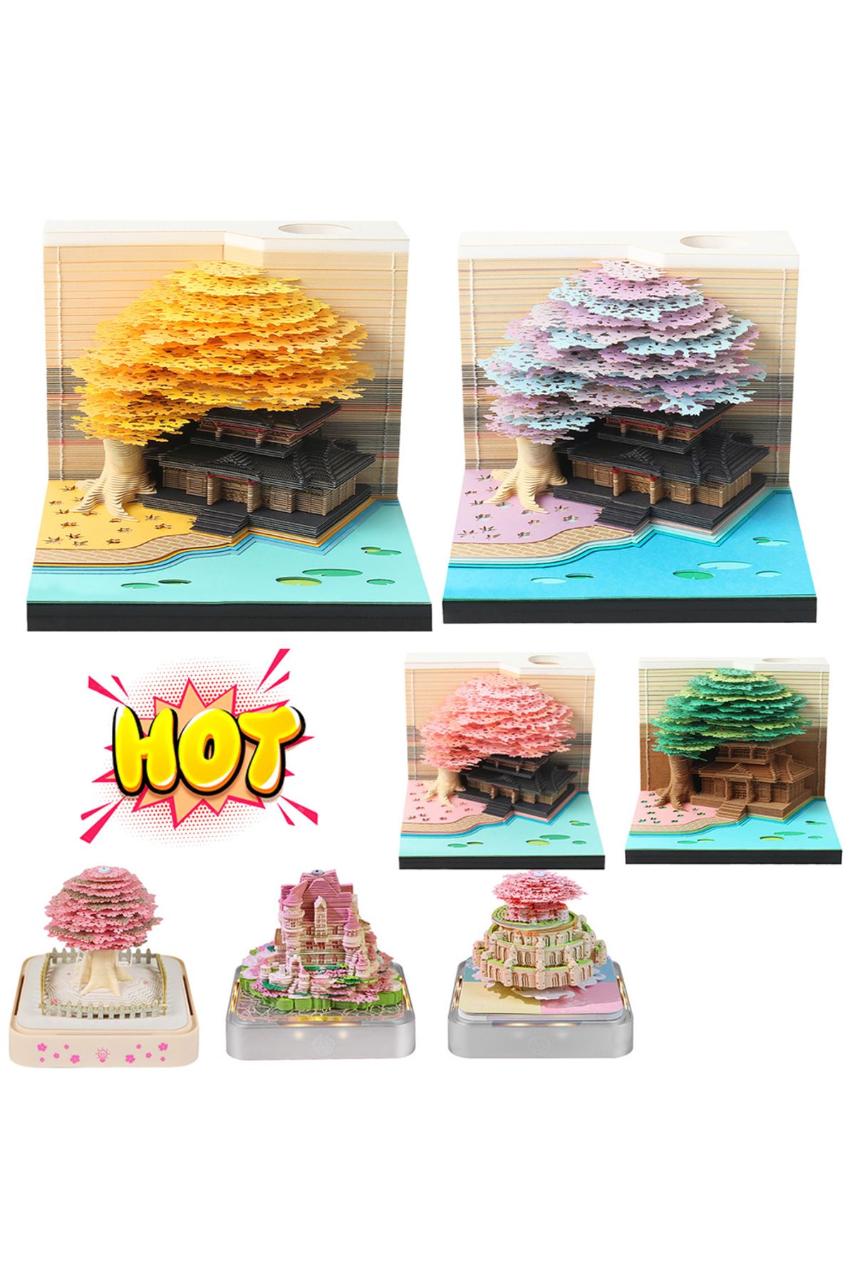 Choice-2025 3D Desk Calendar Memo Pad Calendar Carving Model Paper Art DIY Notes Calendar Sculpture 3D C... 2