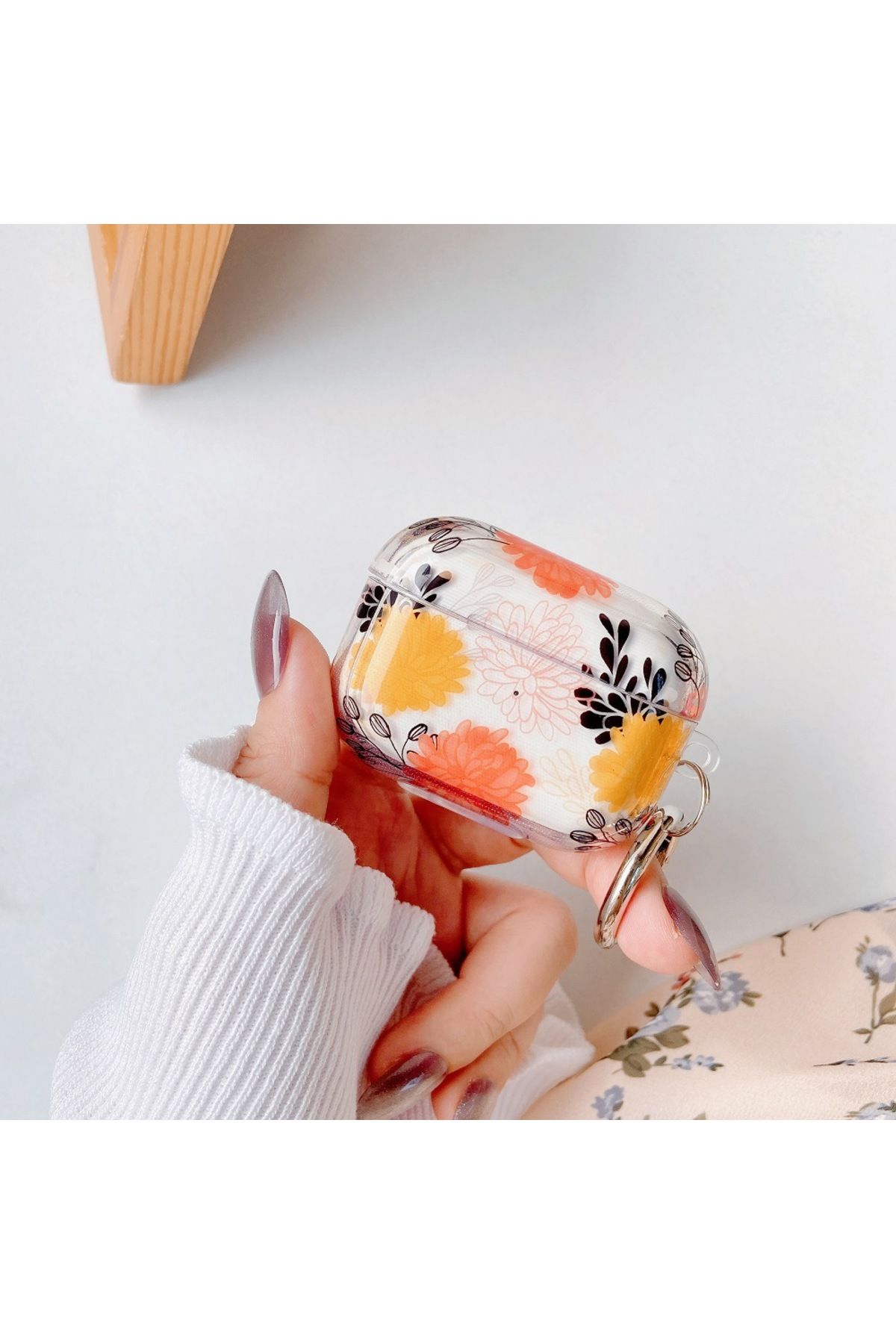 Choice-INS Korean Cute Orange Flowers Headset Case For Airpods 1 2 3 Headphone Cover Bracelet For Airpod... 1