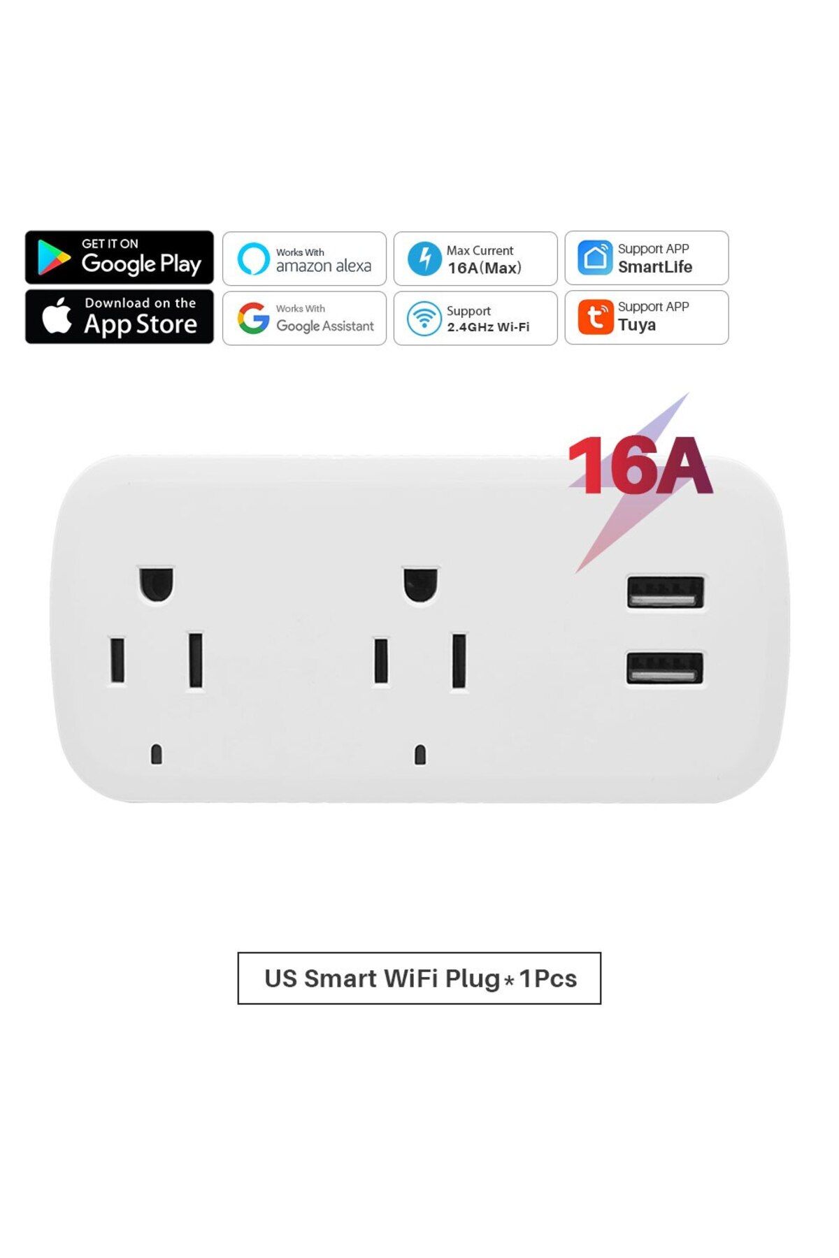 Choice-Us Plug With Usb 16a Us Tuya Smart Wifi Plug Socket 2 Outlets 2 Usb Ports With Timer Countdown Smart 1