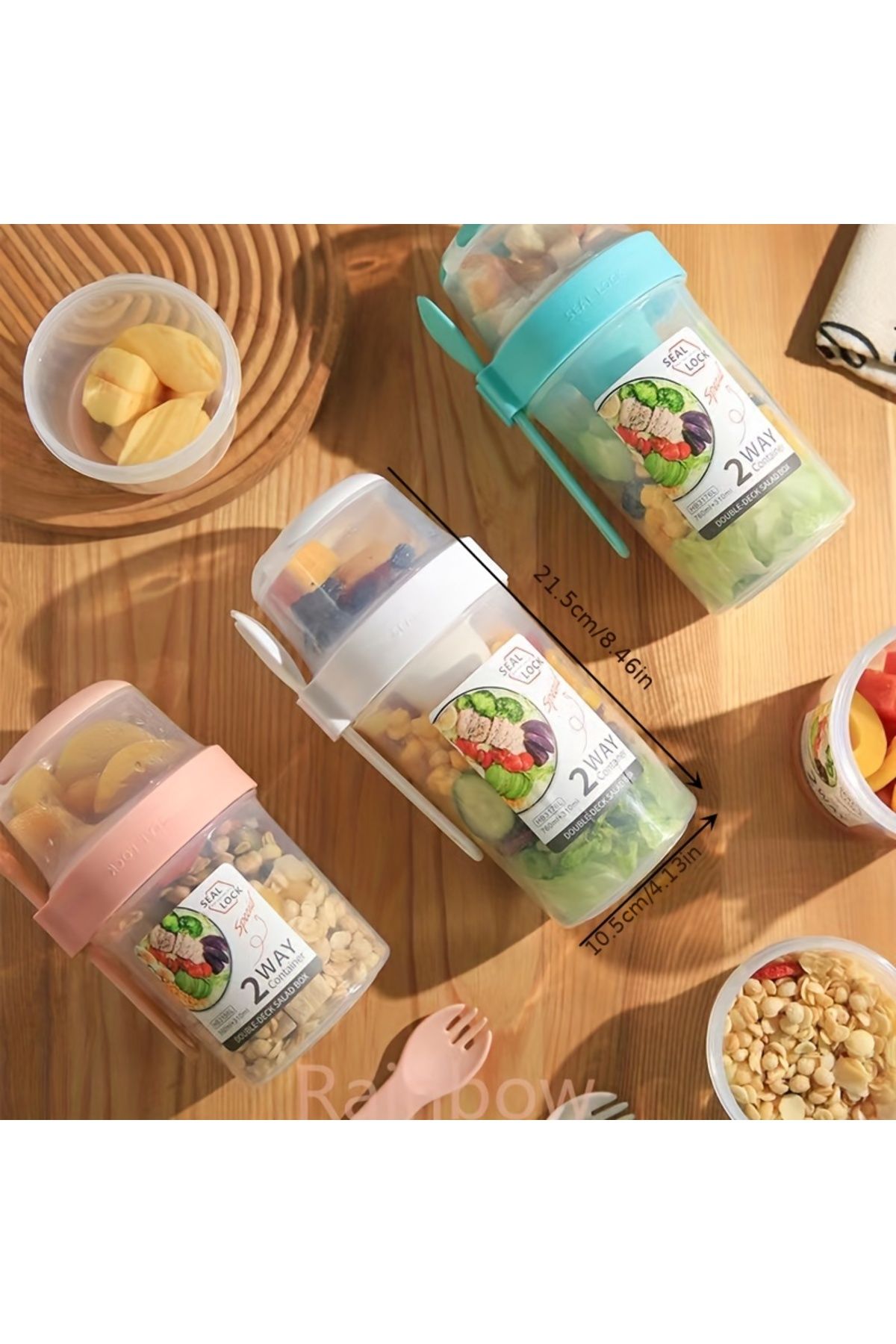Choice-Breakfast Oatmeal Cereal Nut Yogurt Salad Cup Seal Container Set with Fork Sauce Cup Lid Bento Tu... 4