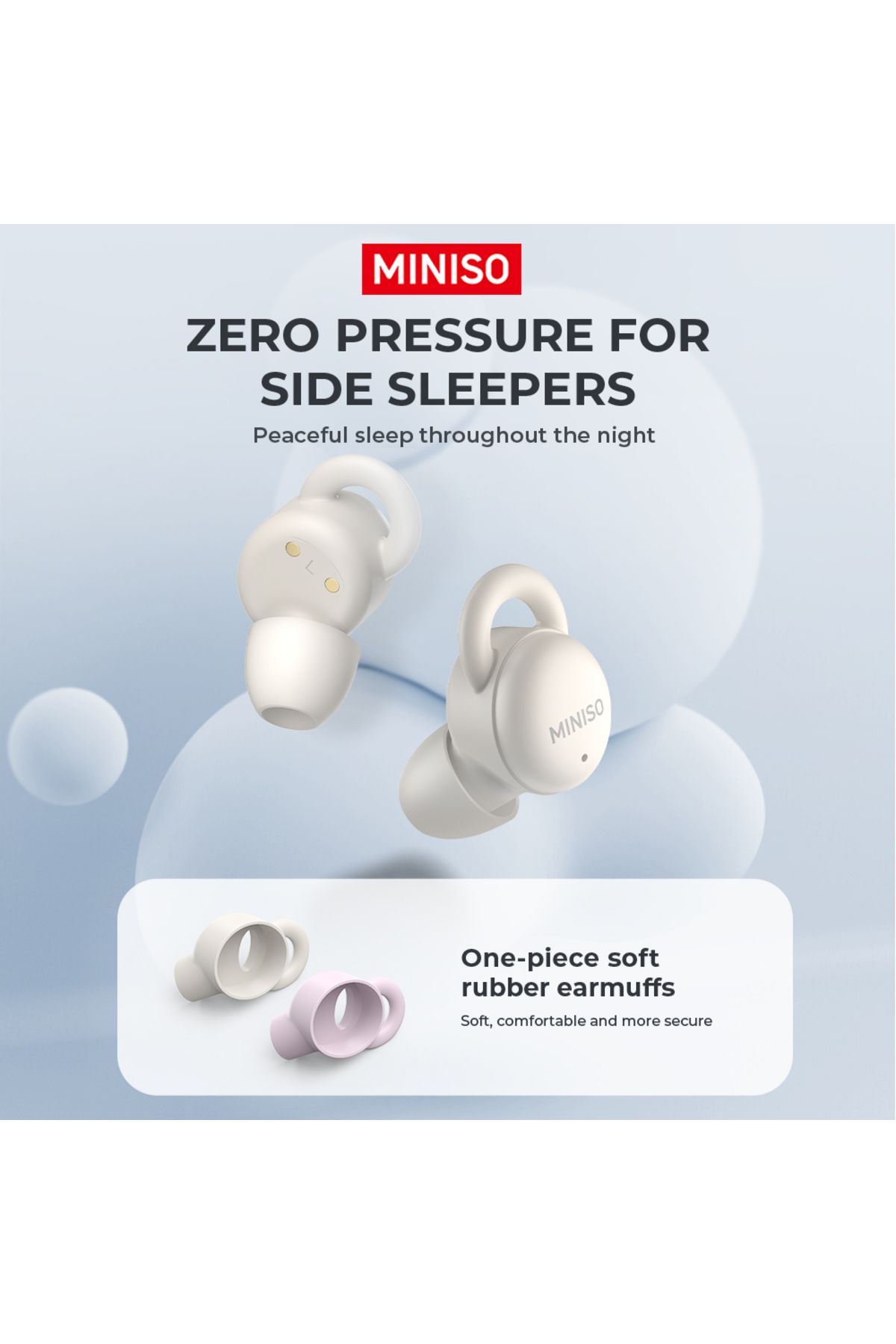 Miniso-MINISO X10 Wireless Bluetooth 5.4 Earphones Sleep Wireless Headphones With Mic Touch Control Nois... 5