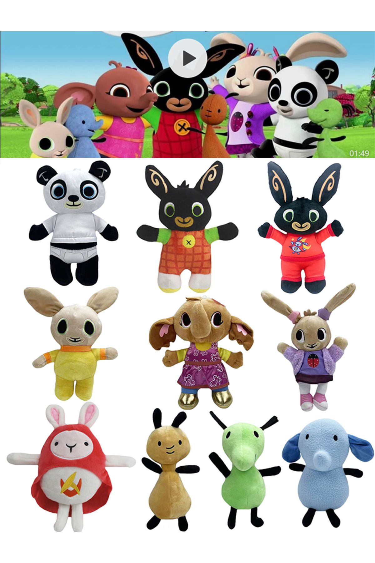 Choice-Bing Bunny Plush Toys Preschool Animation Meet Bing And Frinds Elephant Panda Bear Stuffed Animal... 8