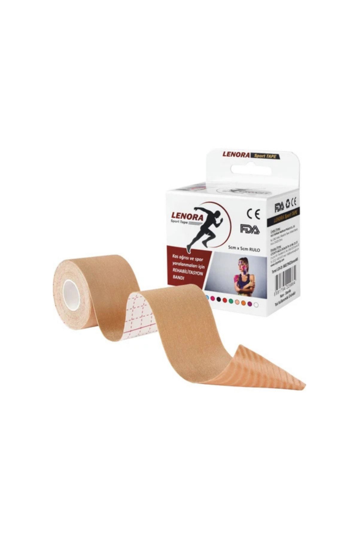 LENORA Kinesiology Ağrı Bandı Ten Rengi 5x5 Sporttape (Sporcu Bandı)