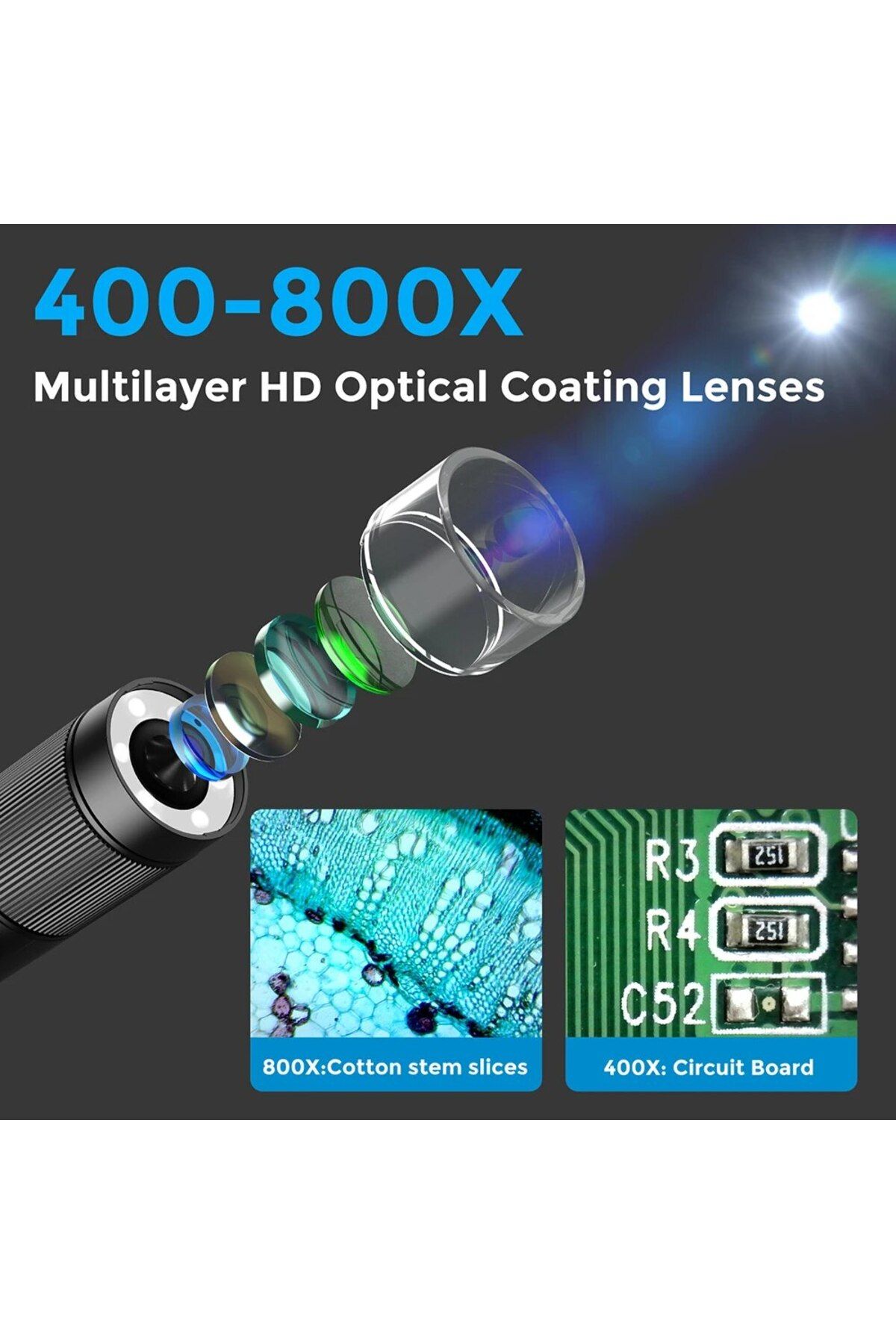 APEXEL-400-800X Digital Microscope WIth LCD Screen USB Microscopes for PCB Video Soldering Kids G... 3