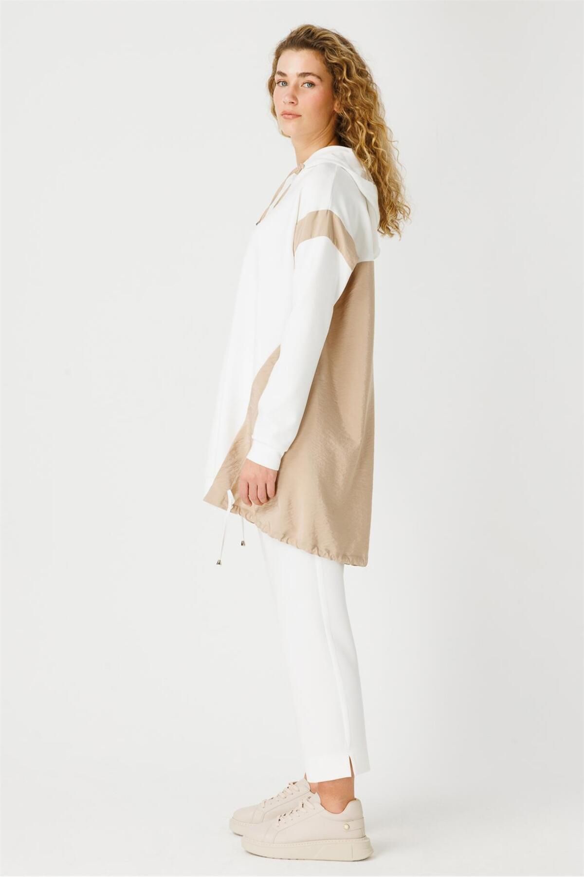 Esswaap-Ecru Tunic - Fabric Garnish and Hoodie 3