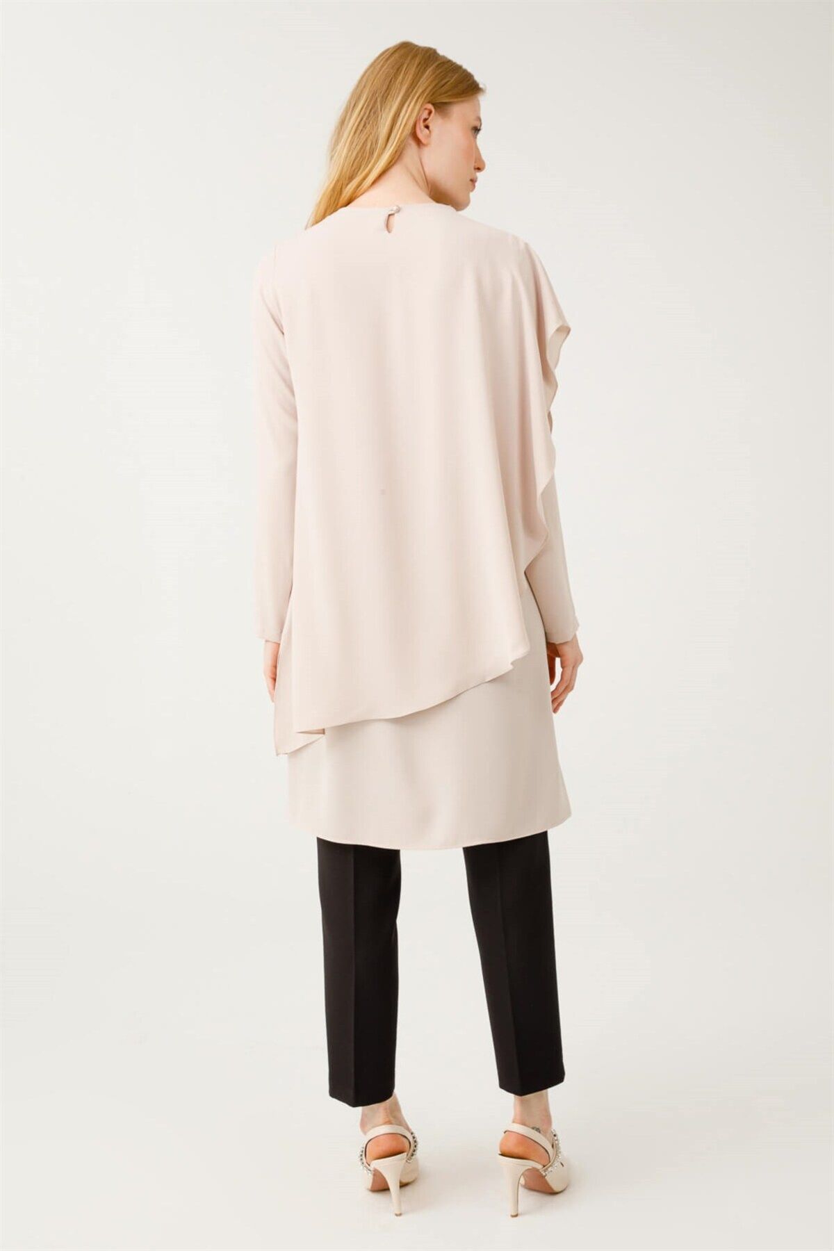Esswaap-Two-Layer Flowing Tunic with Brooch on the Collar Stone 5