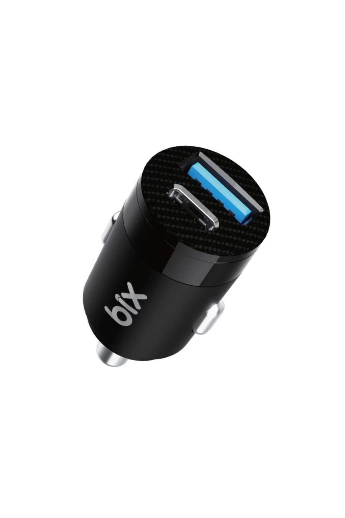 Bix 65w Type-c Pd 3.0 Ve Usb-a Çift Portlu Araç Içi Hızlı Şarj Cihazı Siyah