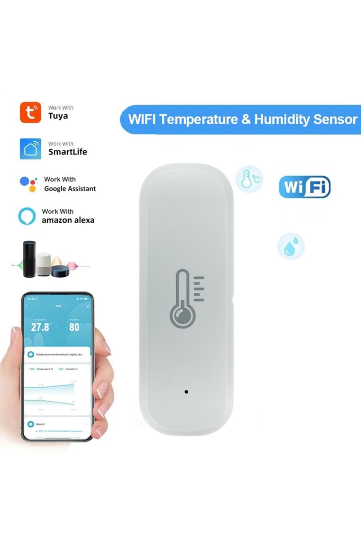 Choice-Tuya WiFi Temperature Humidity Sensor Home Connected Thermometer Compatible With Smart Life Alexa... 7