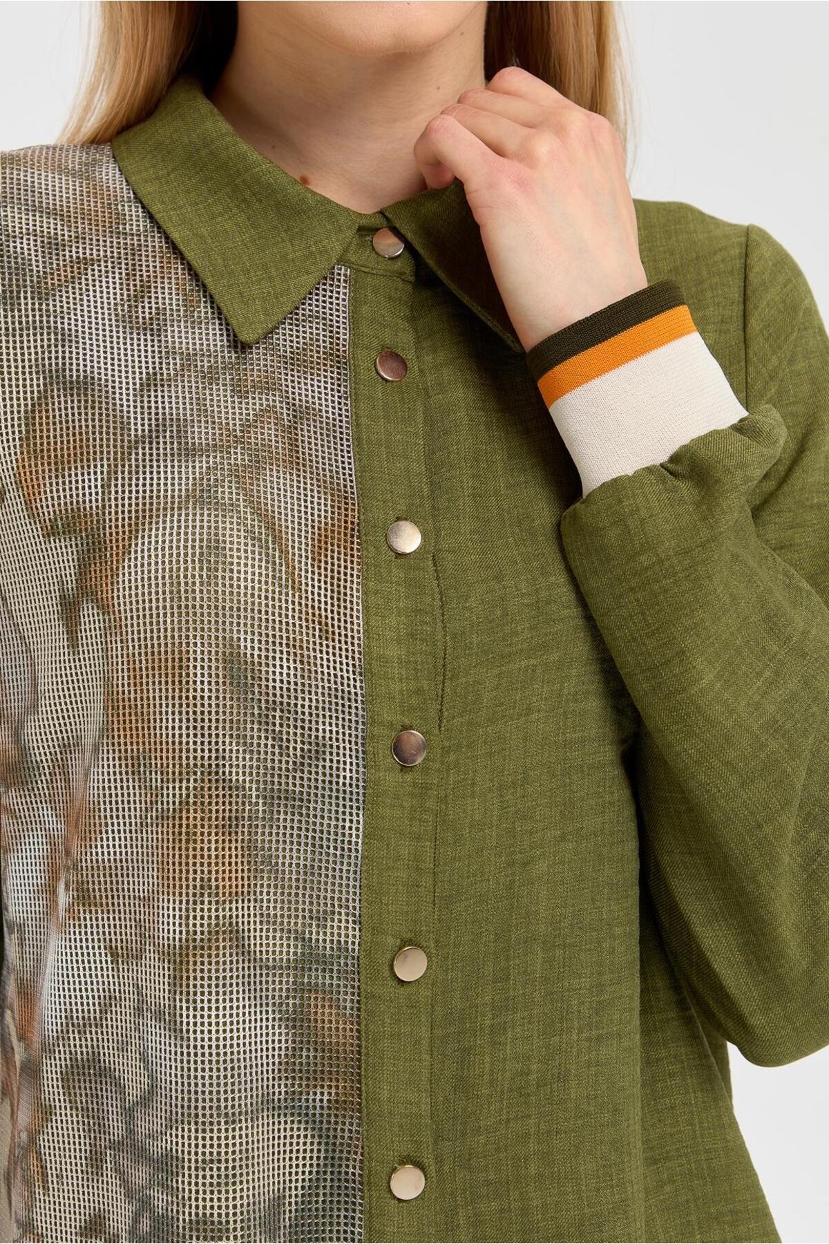 Esswaap-Khaki Tunic - Mesh Detailed 5