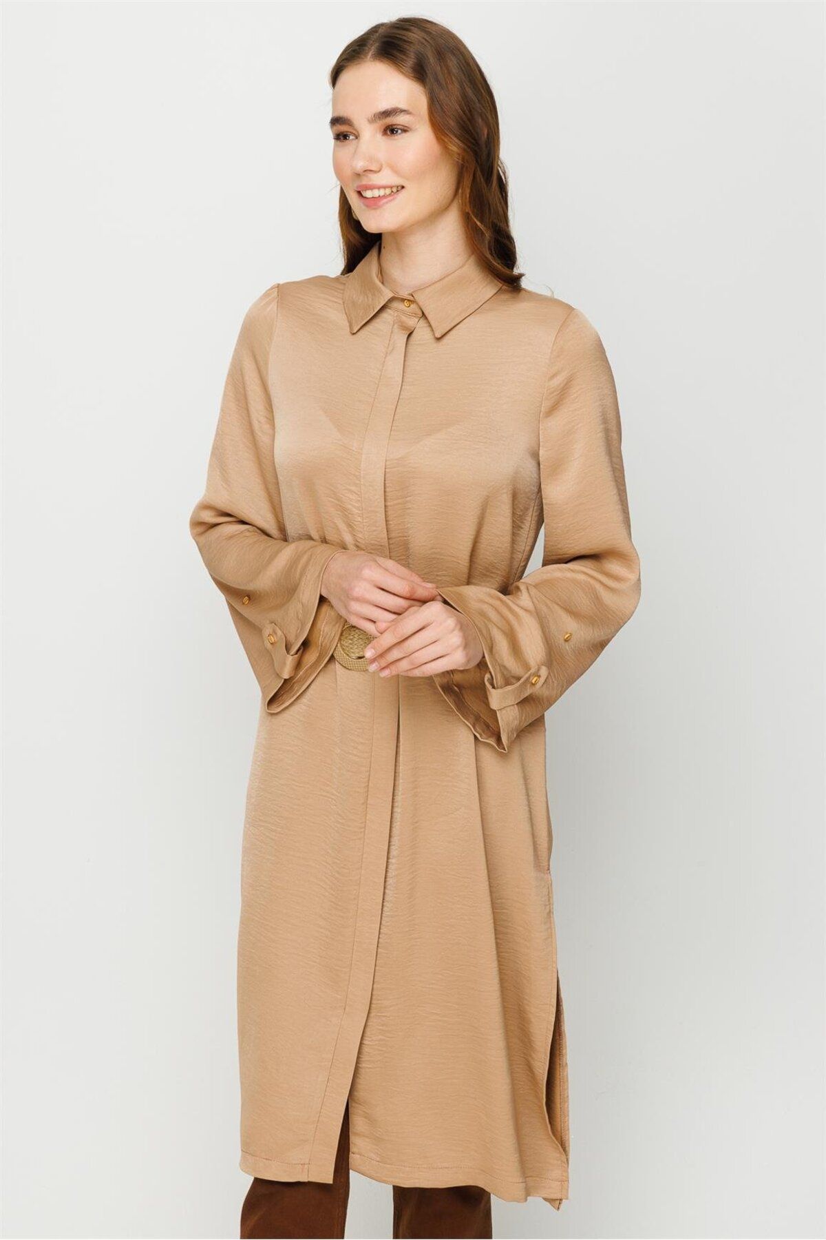Esswaap-Zipper Closure Mesh Belted Rescue Tunic Mink 4