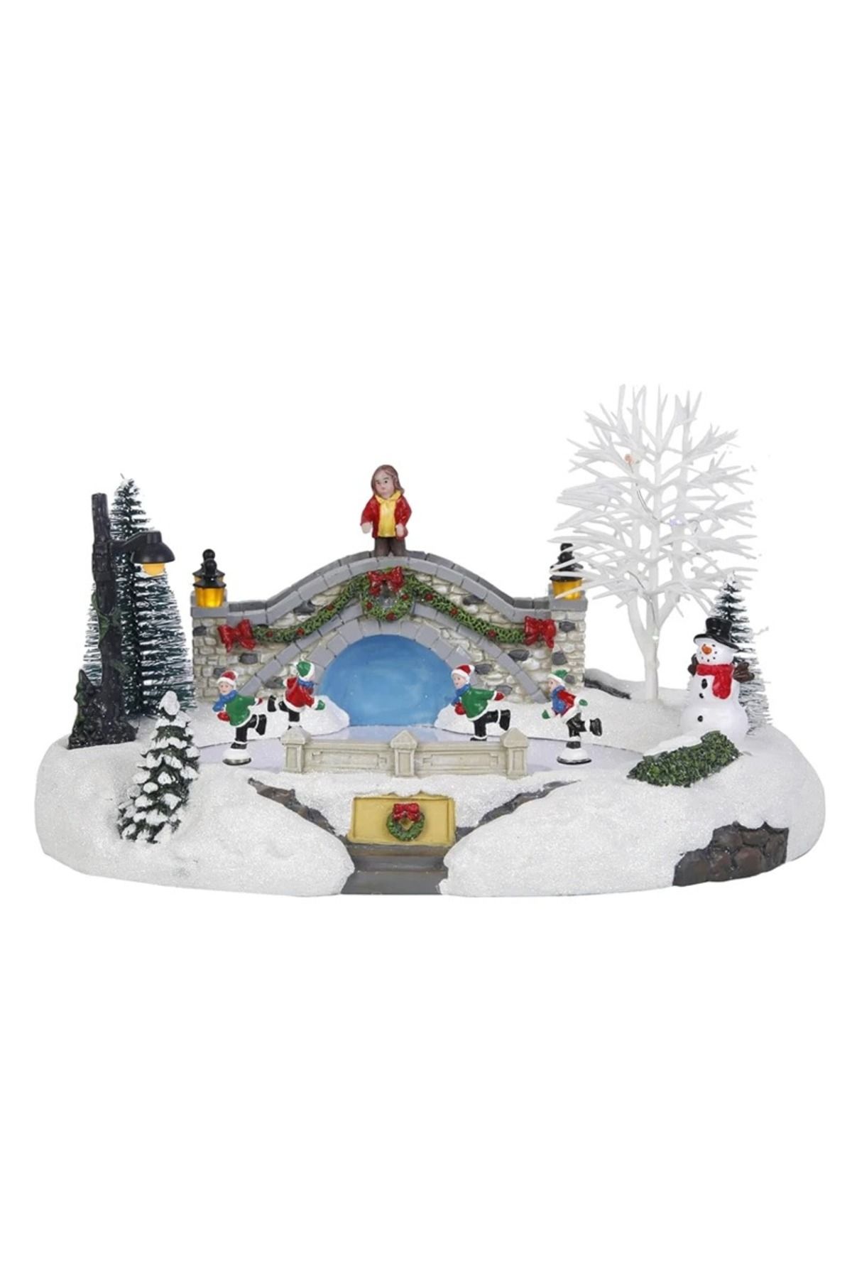 Choice-Animated Christmas Village Skating Scene Collection Building Figurines Lights Ice Skating Rink De... 5