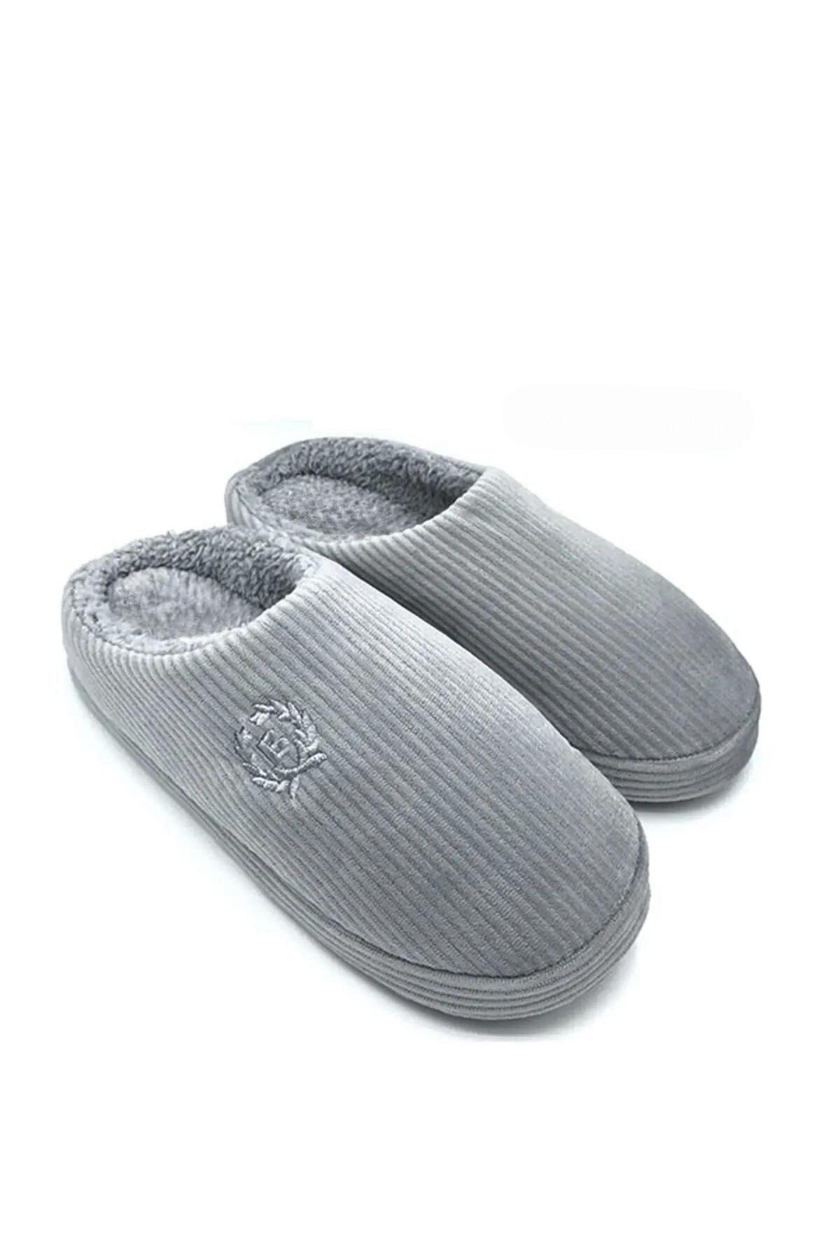 Beyond   Erkek Gri Kadife Ev Terliği 3cm BYNDKDF01 - Görsel 5