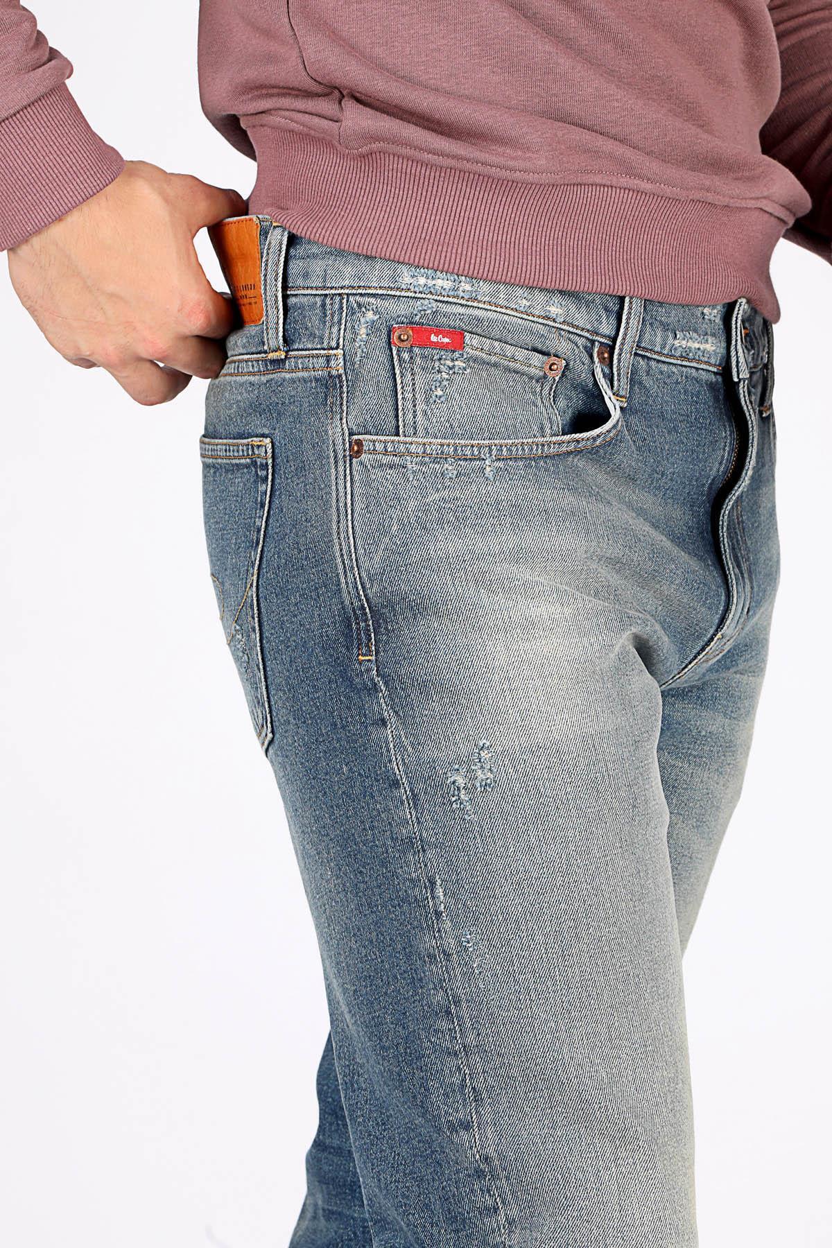 Lee Cooper  Normal Bel Slim Tapered Erkek Denim Pantolon 251 LCM 121036 LONDON FRANCESCA BLU - Görsel 6