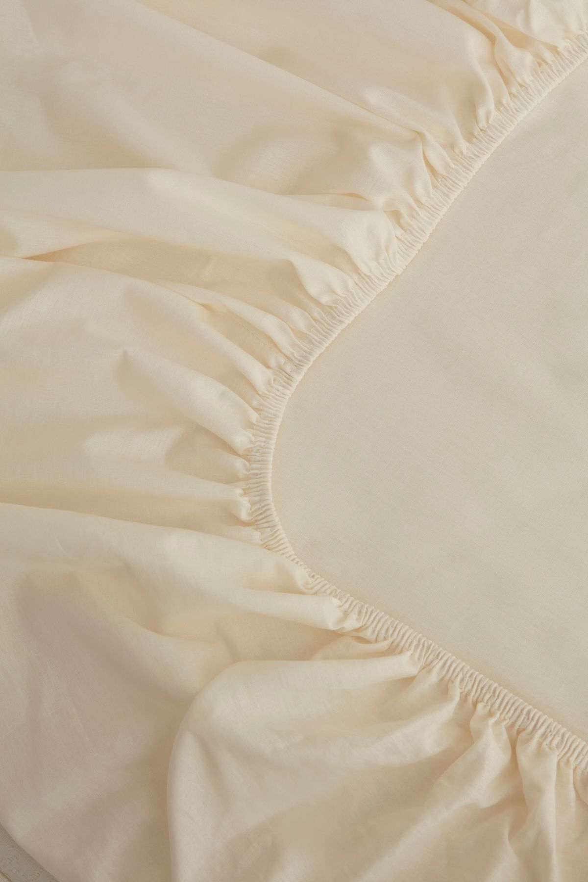 Karaca Home-Ecru Colored Basic 100% Cotton Single Elastic Sheet 2