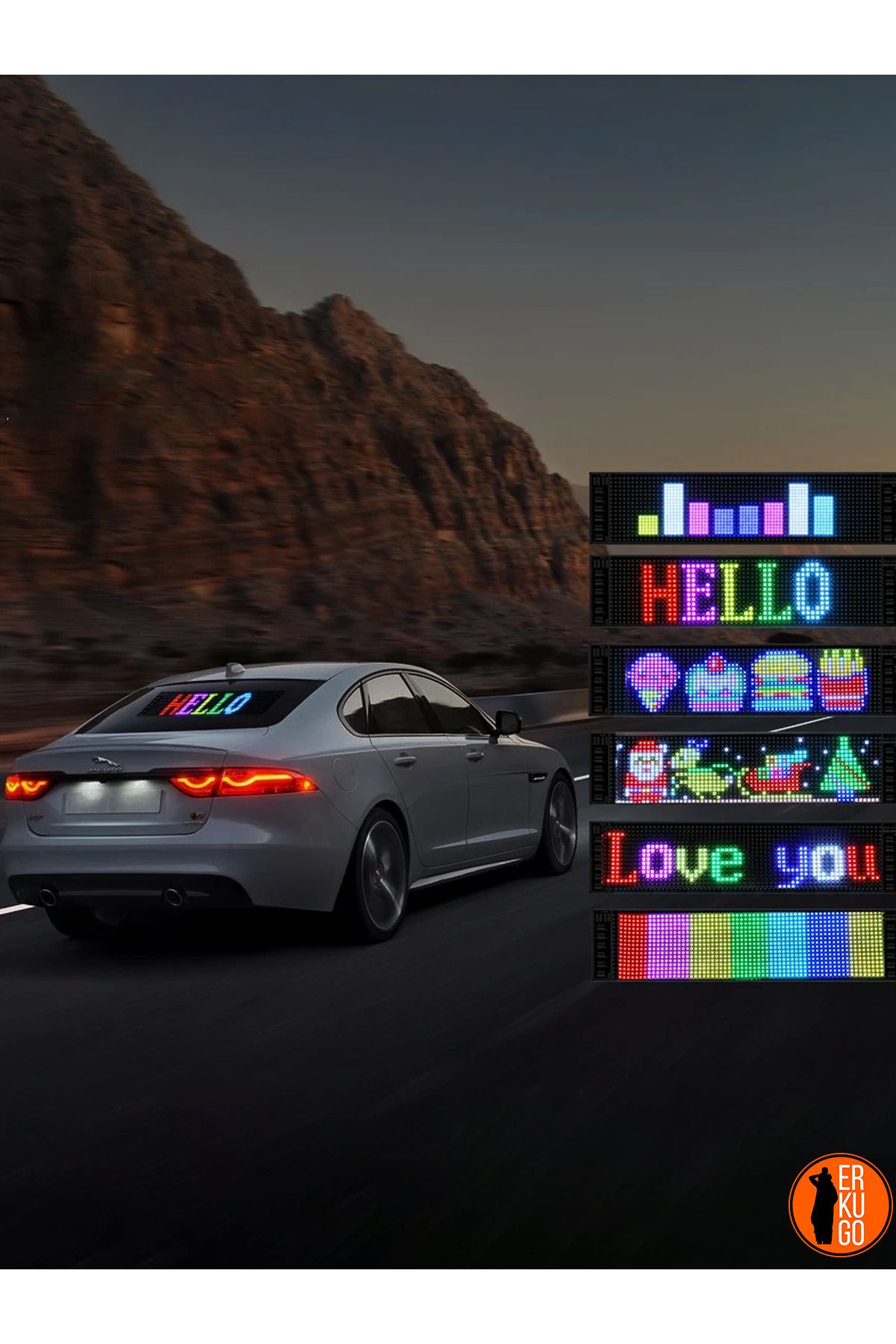 ERKUGO-Programmable Car LED Screen - Phone App, Remote Control, Floating Lettering Emoji 2