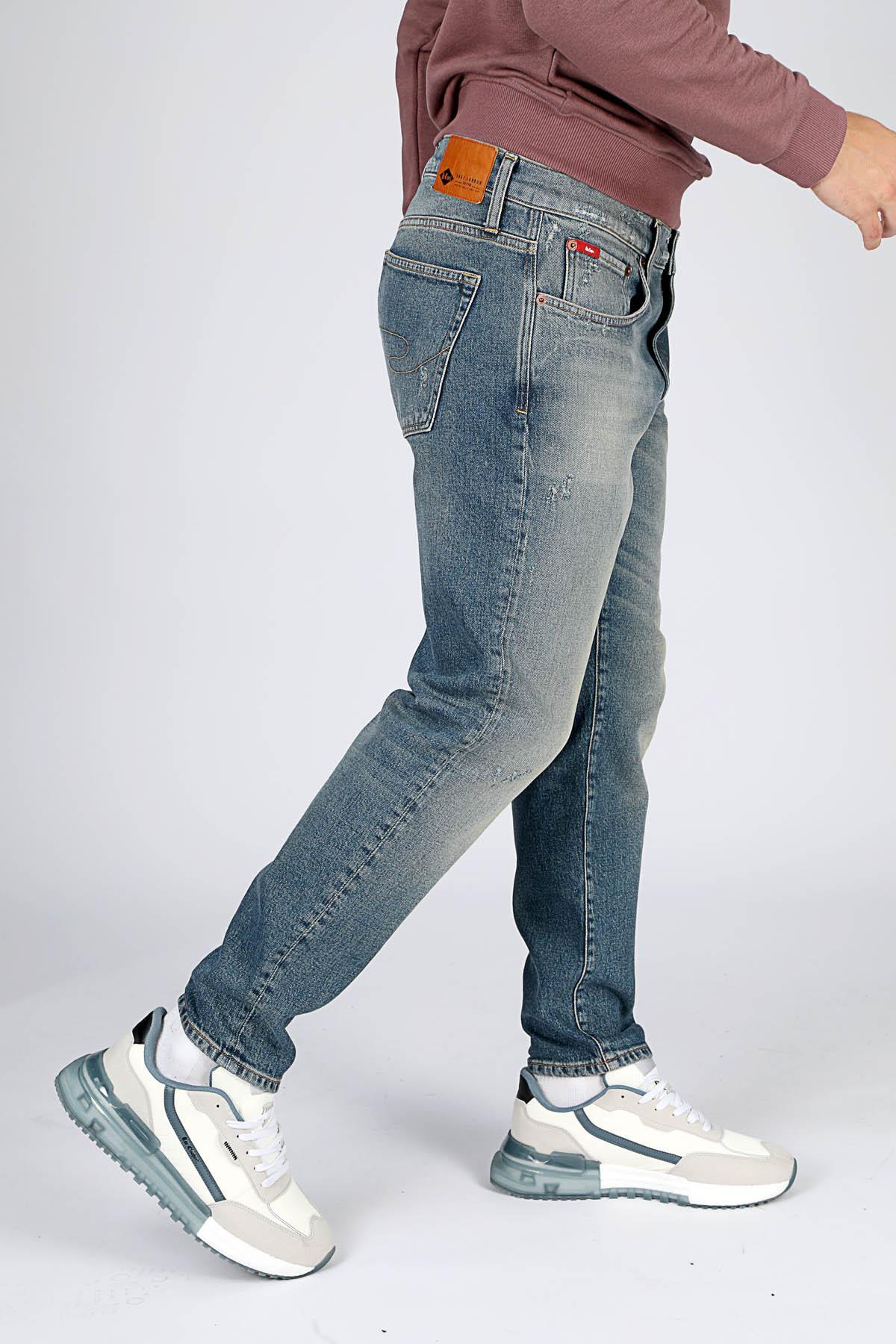 Lee Cooper  Normal Bel Slim Tapered Erkek Denim Pantolon 251 LCM 121036 LONDON FRANCESCA BLU - Görsel 3