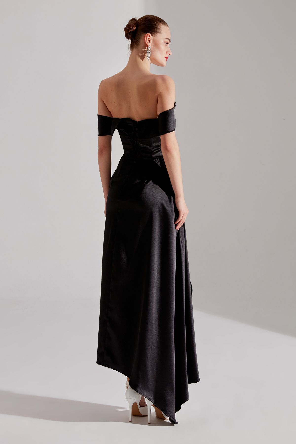 BETTY & SAM-Cristie Off the Shoulder BLACK Wedding Engagement Dress 4