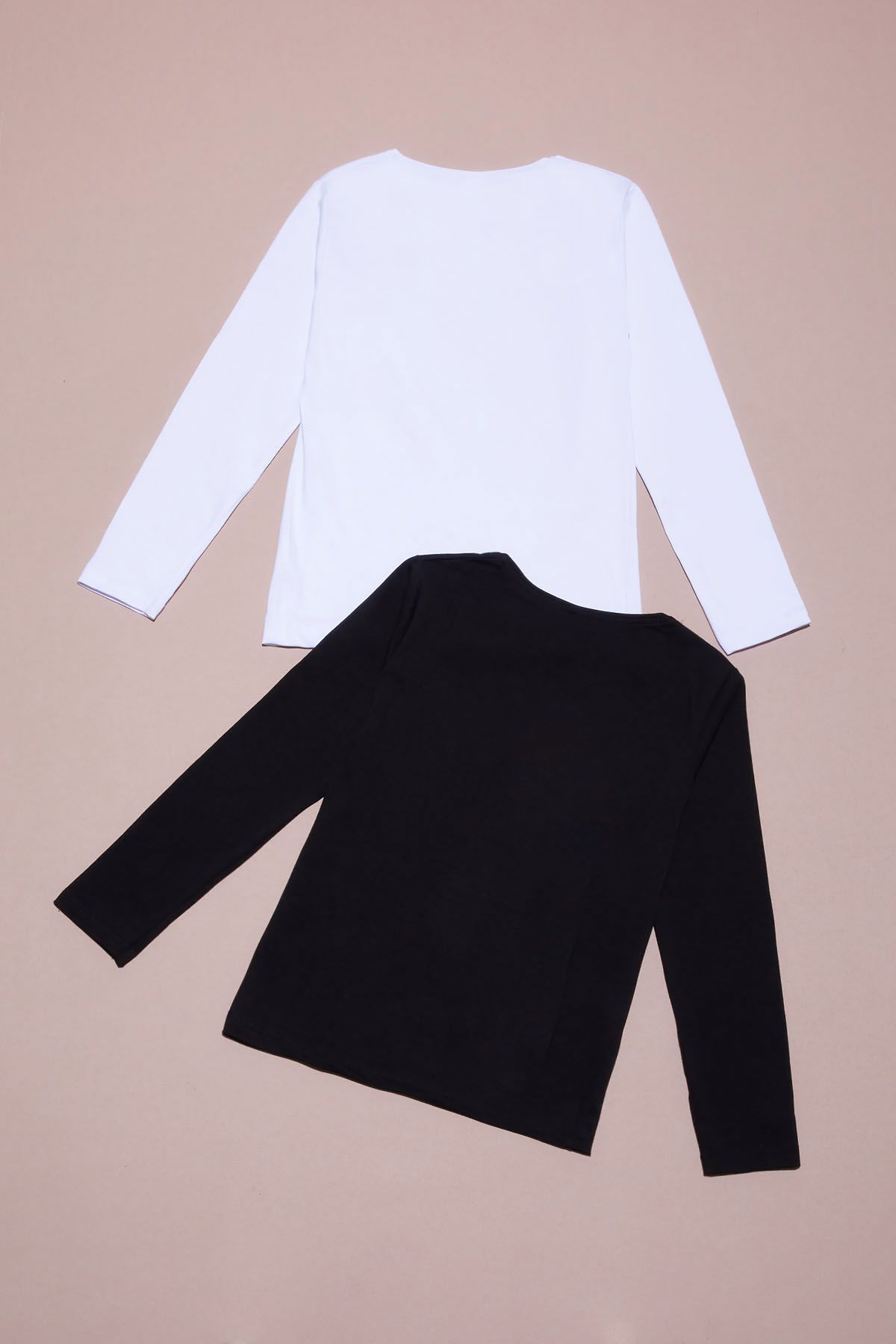 Cansın Mini-Girl's Long Sleeve 2-Piece Plain Badi Black-White 16372 4