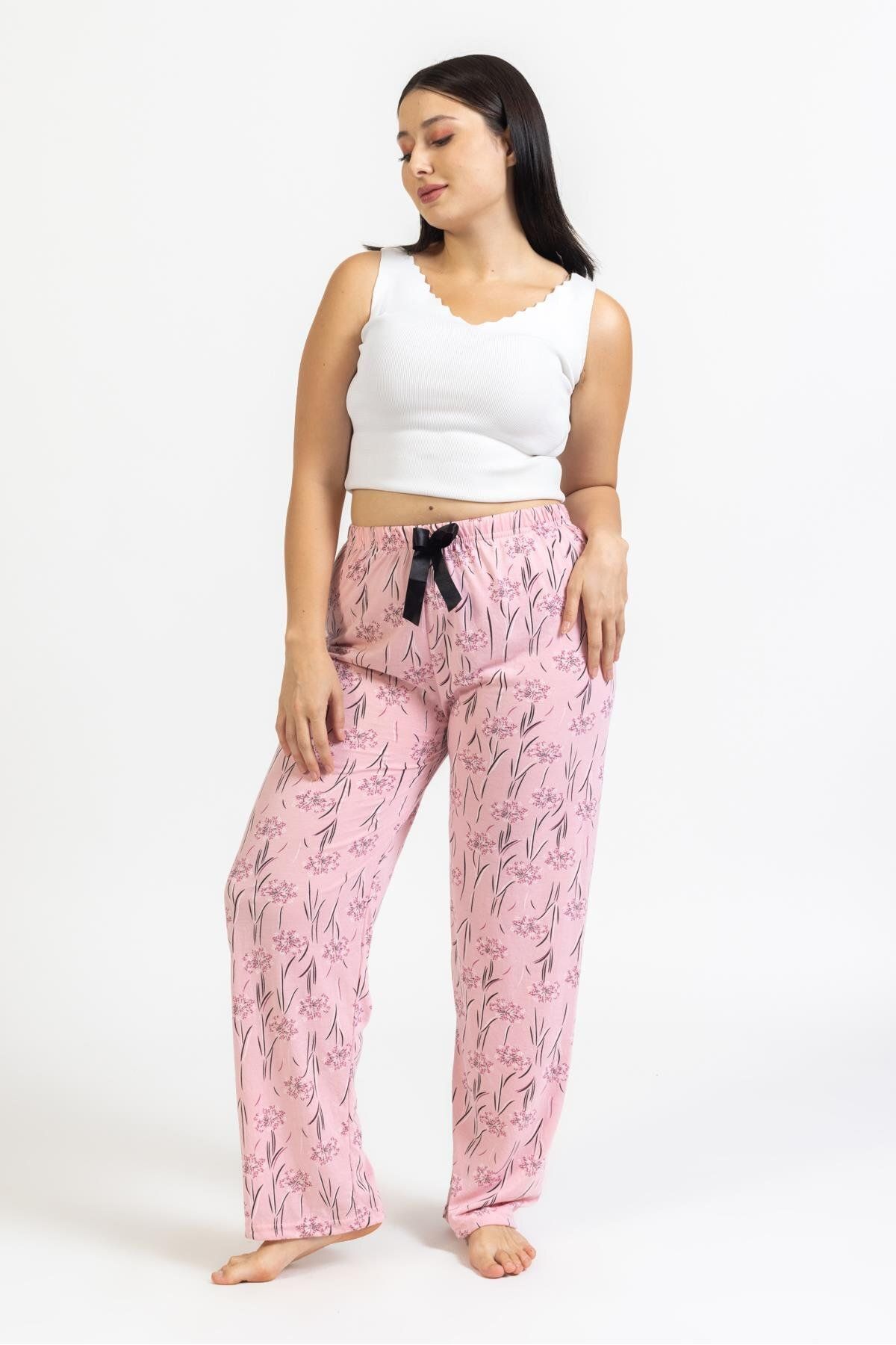 Pemilo Kadın 0005 Büyük Beden Bambu Tek Alt Pijama PEMBE