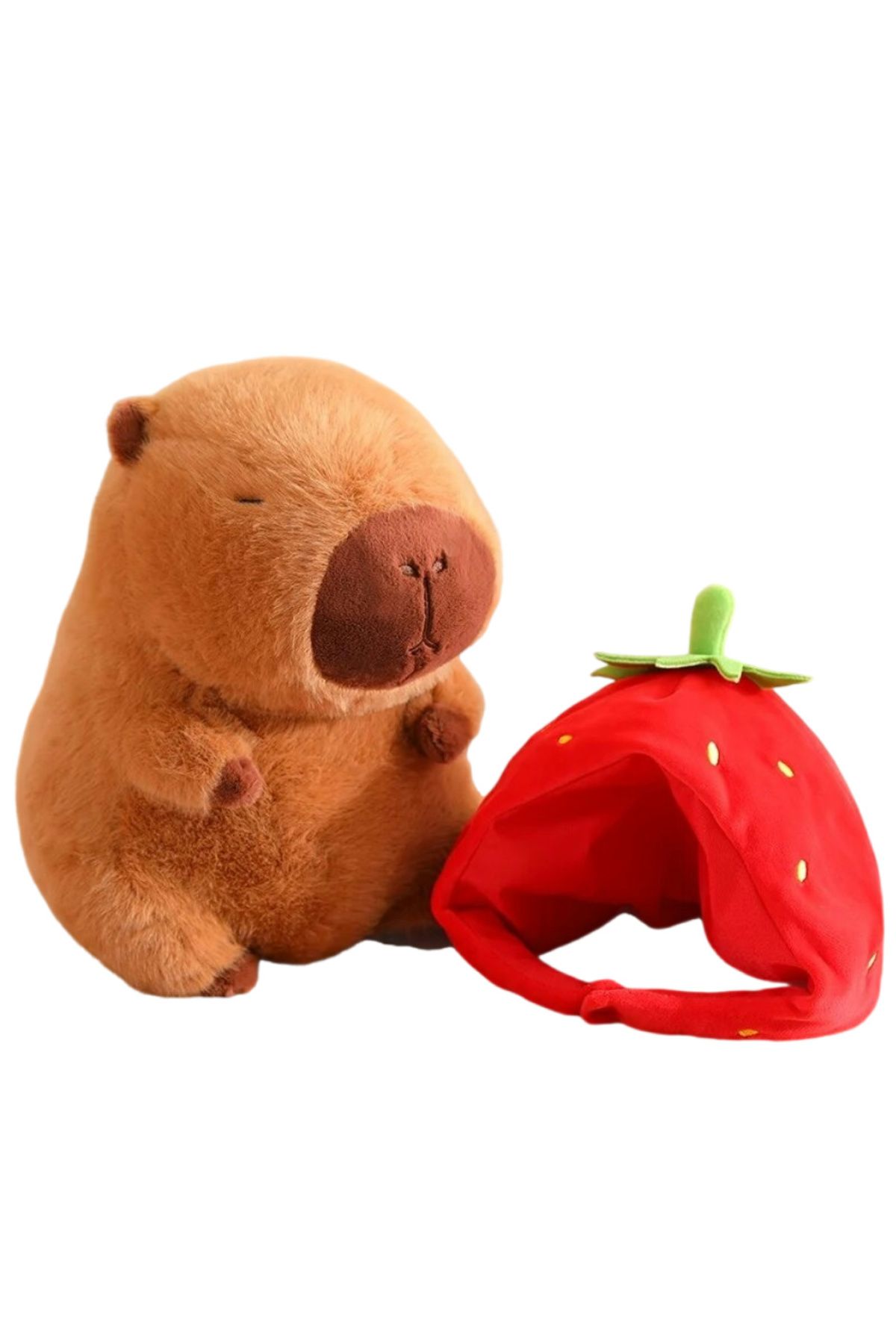 Choice-Cute Capybara Plush Toy Kawaii Fluffy Capybara With Turtle Bag Strawberry Cap Stuffed Animals Kid... 5