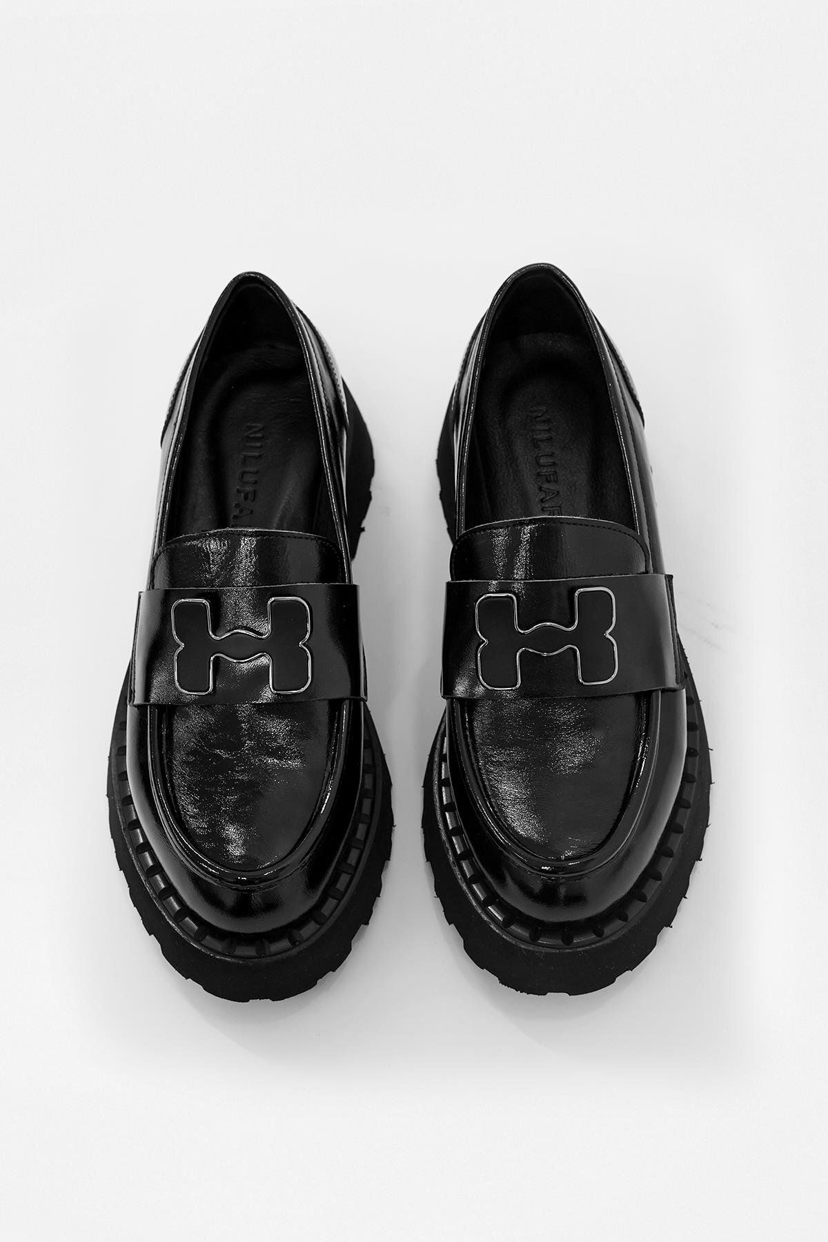 NILUFARR-Hera Piele Lacuita Neagra - Mocasini de dama din piele naturala 2