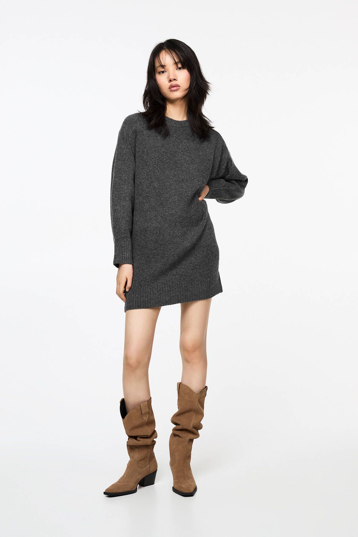 پیراهن بافت زنانه آستین بلند با طراحی راحت و مدرن Pull & Bear