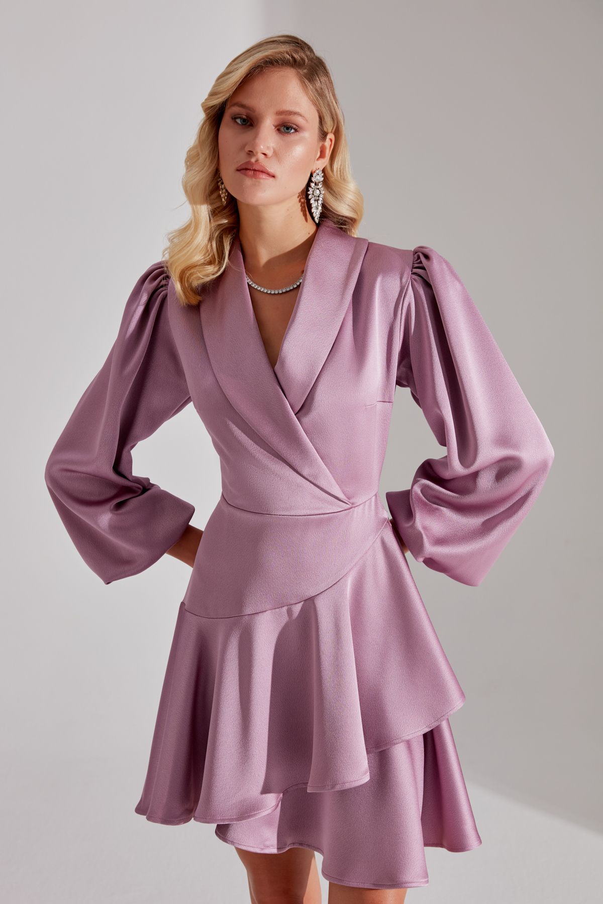 BETTY & SAM-HANNAH - Dark Lilac Flounce Engagement Dress 5