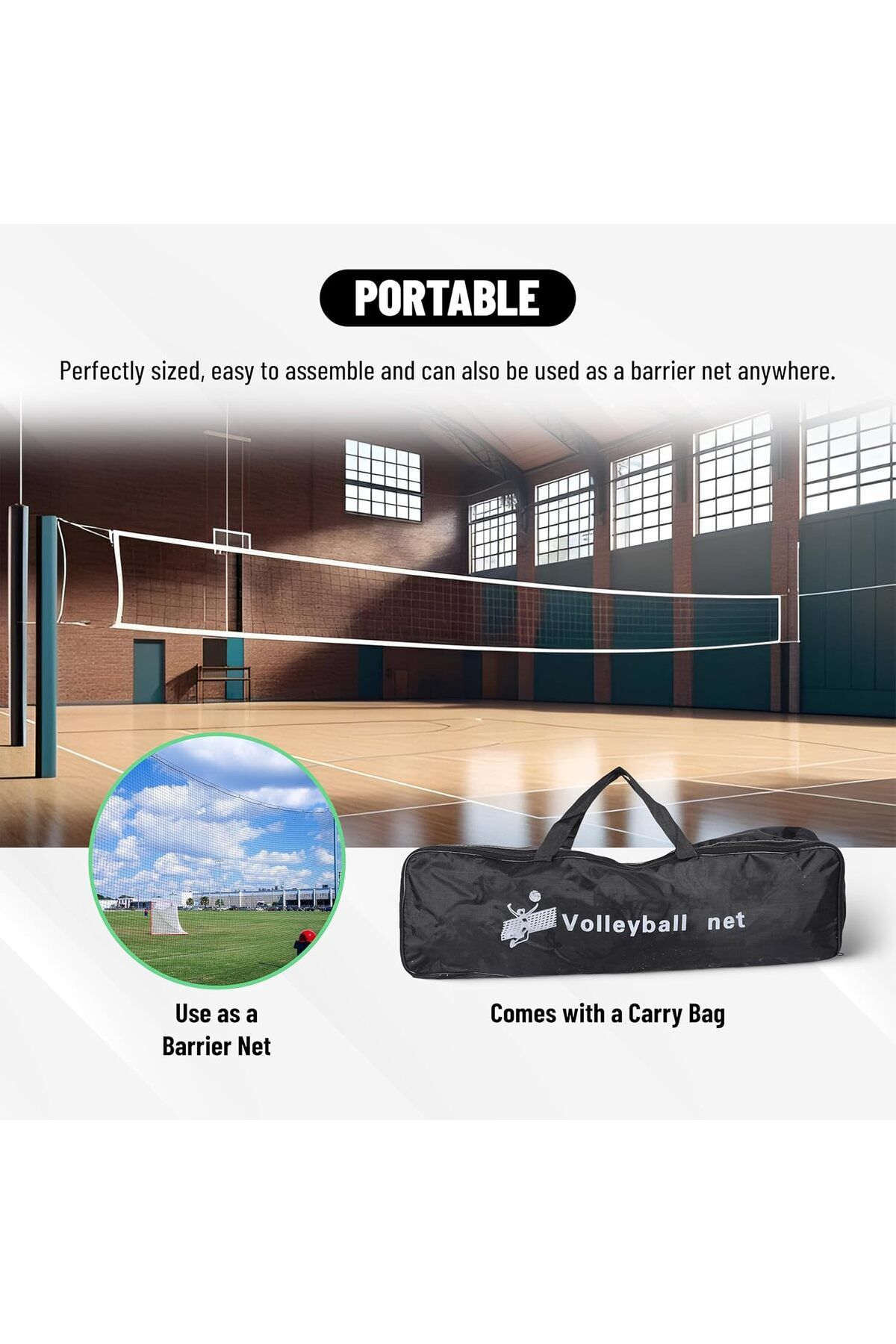 Endless-Professional Volleyball Net of 32 FT * 3 FT | White | Material: Polyethylene (PE) 4