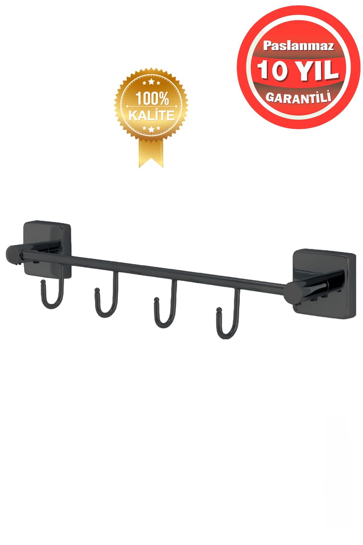 ÇELİK BANYO Paslanmaz Pirinç Mat Siyah Vizyon 4'lü Set Askılık Havlu Askısı