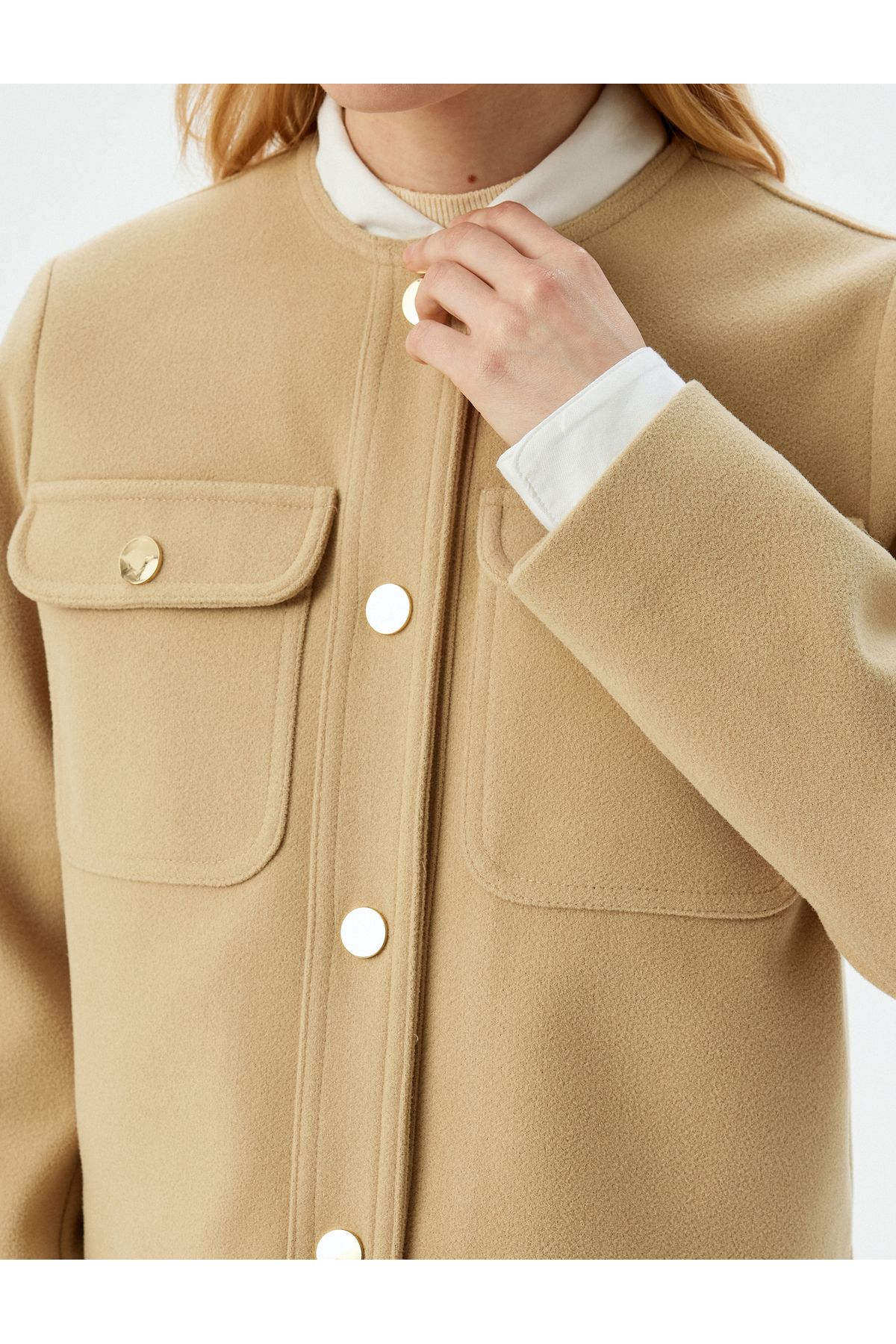 Koton-Short Stamp Jacket with Buttoned Pockets 5