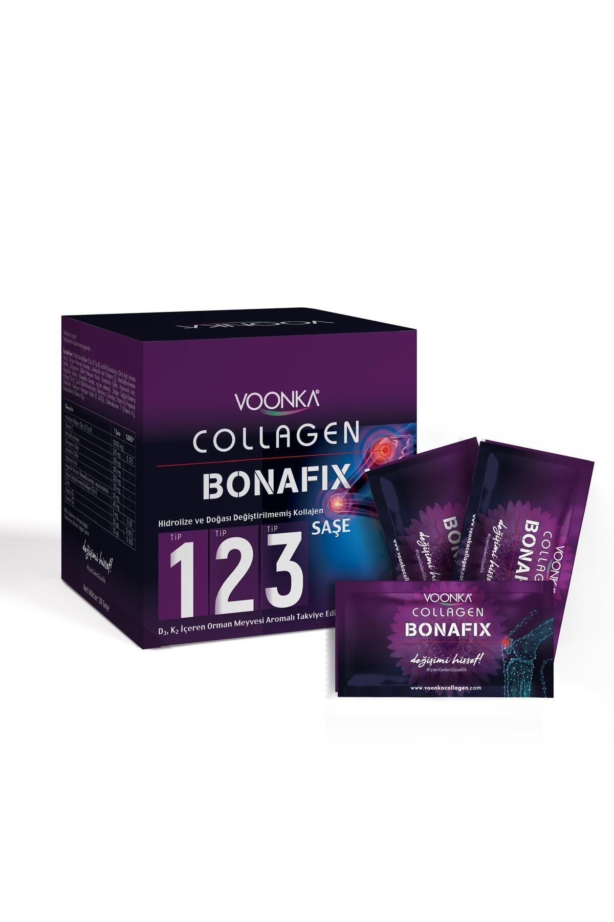 Voonka Collagen Bonafıx Tip I,II,III Takviye Edici Gıda 30 Saşe Yeni