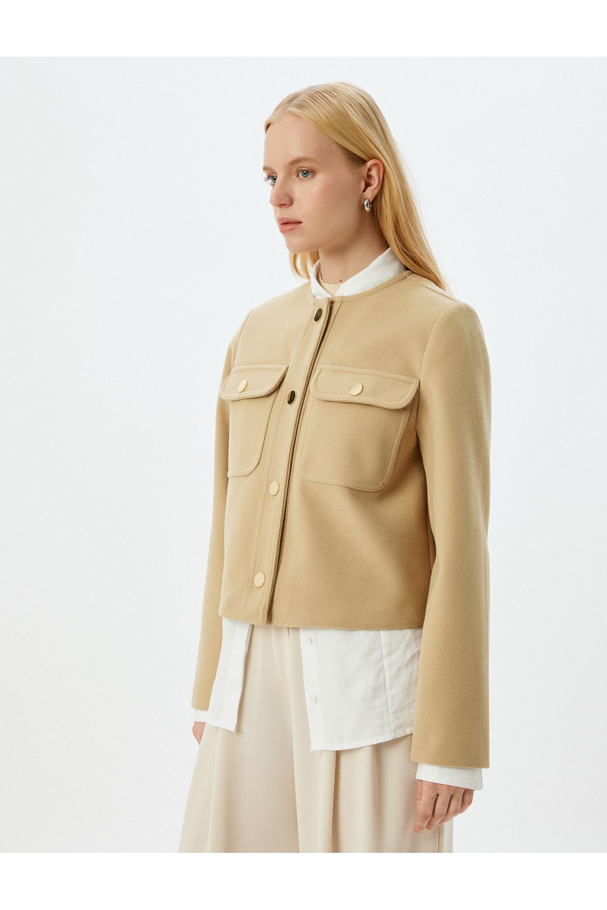 Koton-Short Stamp Jacket with Buttoned Pockets 3