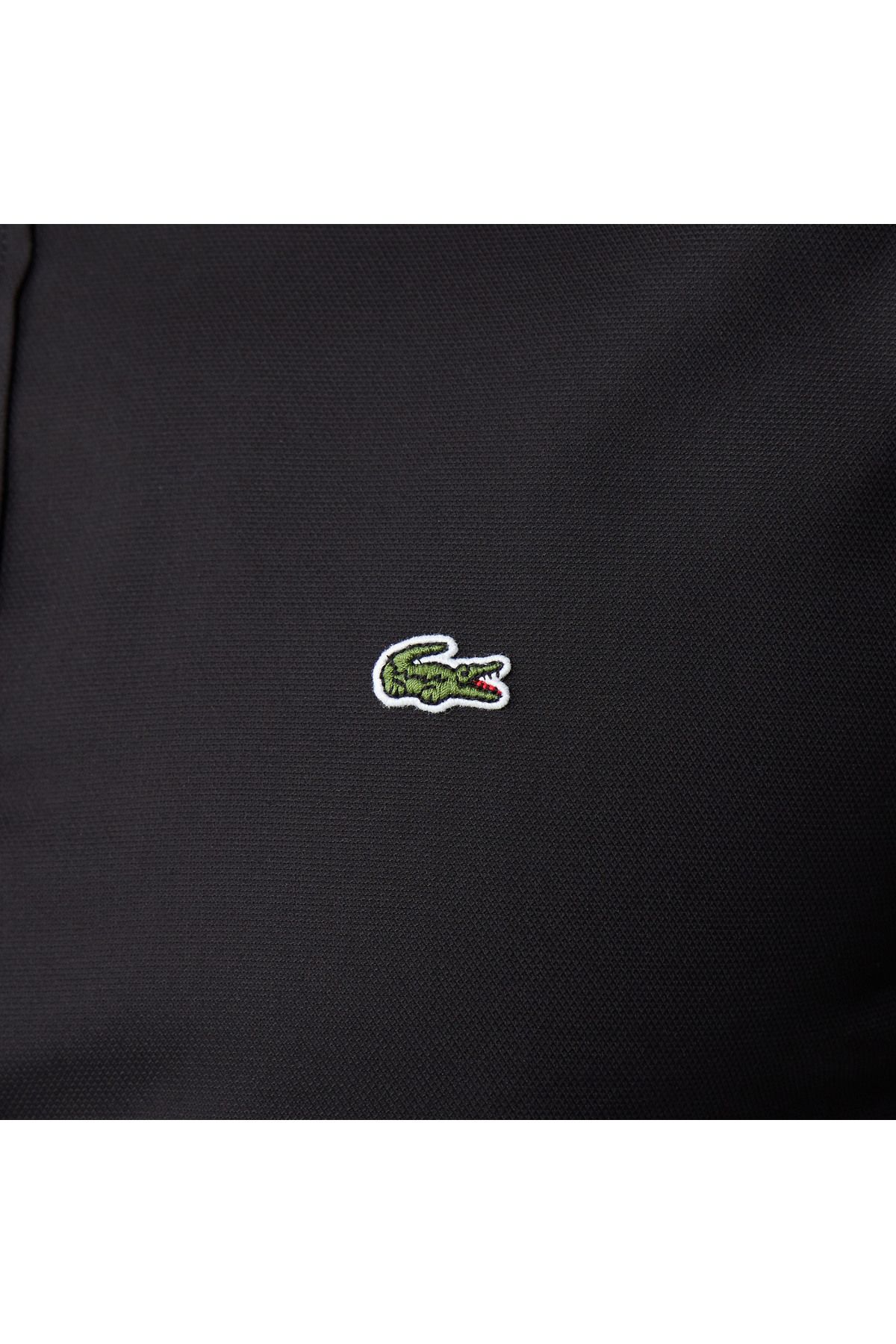 پیراهن / بلوز دکمه دار مشکی مردانه باریک اورجینال Lacoste