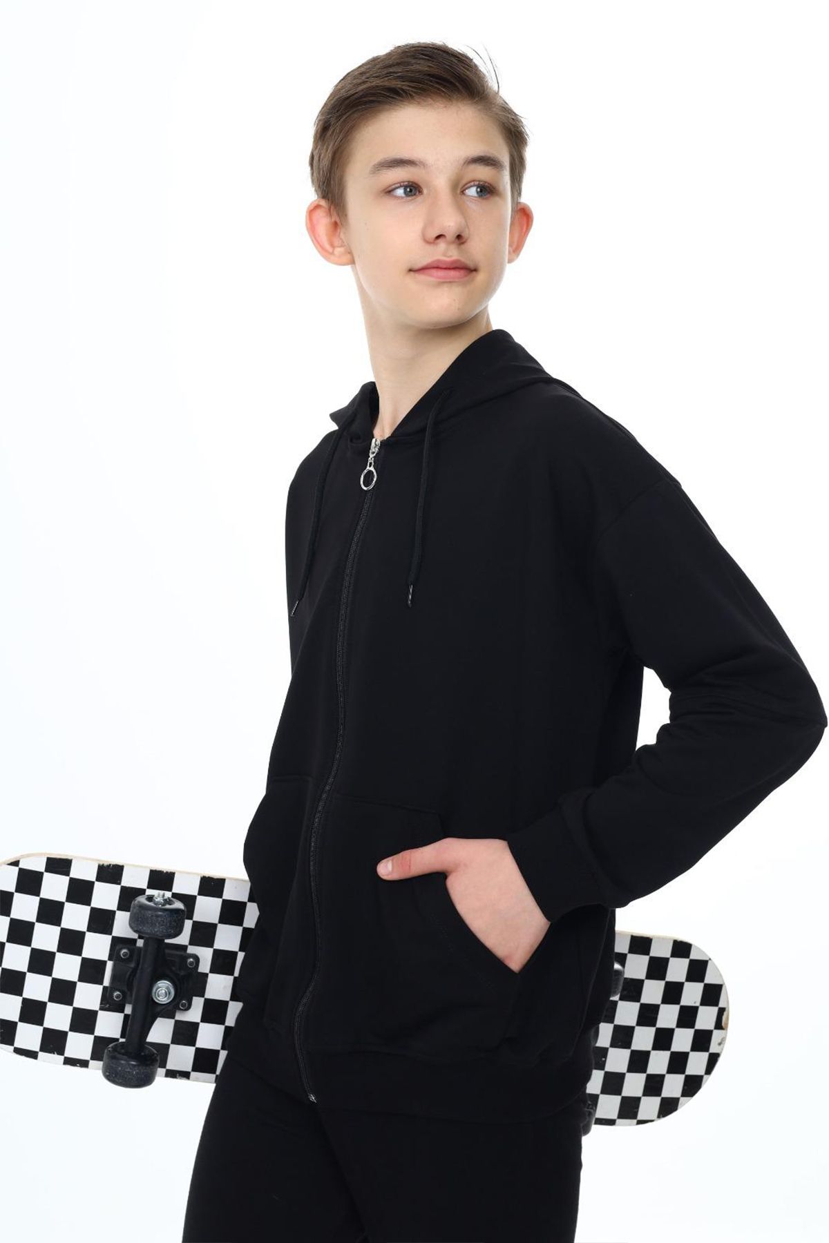 Cansın Mini-Boy's Hooded Black School Cardigan - 19206 6