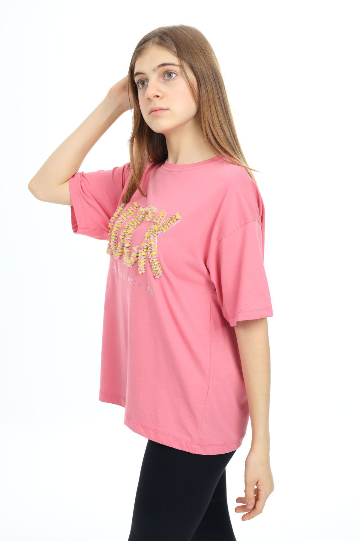 Cansın Mini-Tricou pentru fetiță, cu imprimeu Dried Rose Luck, cu gât crew, 17801 4