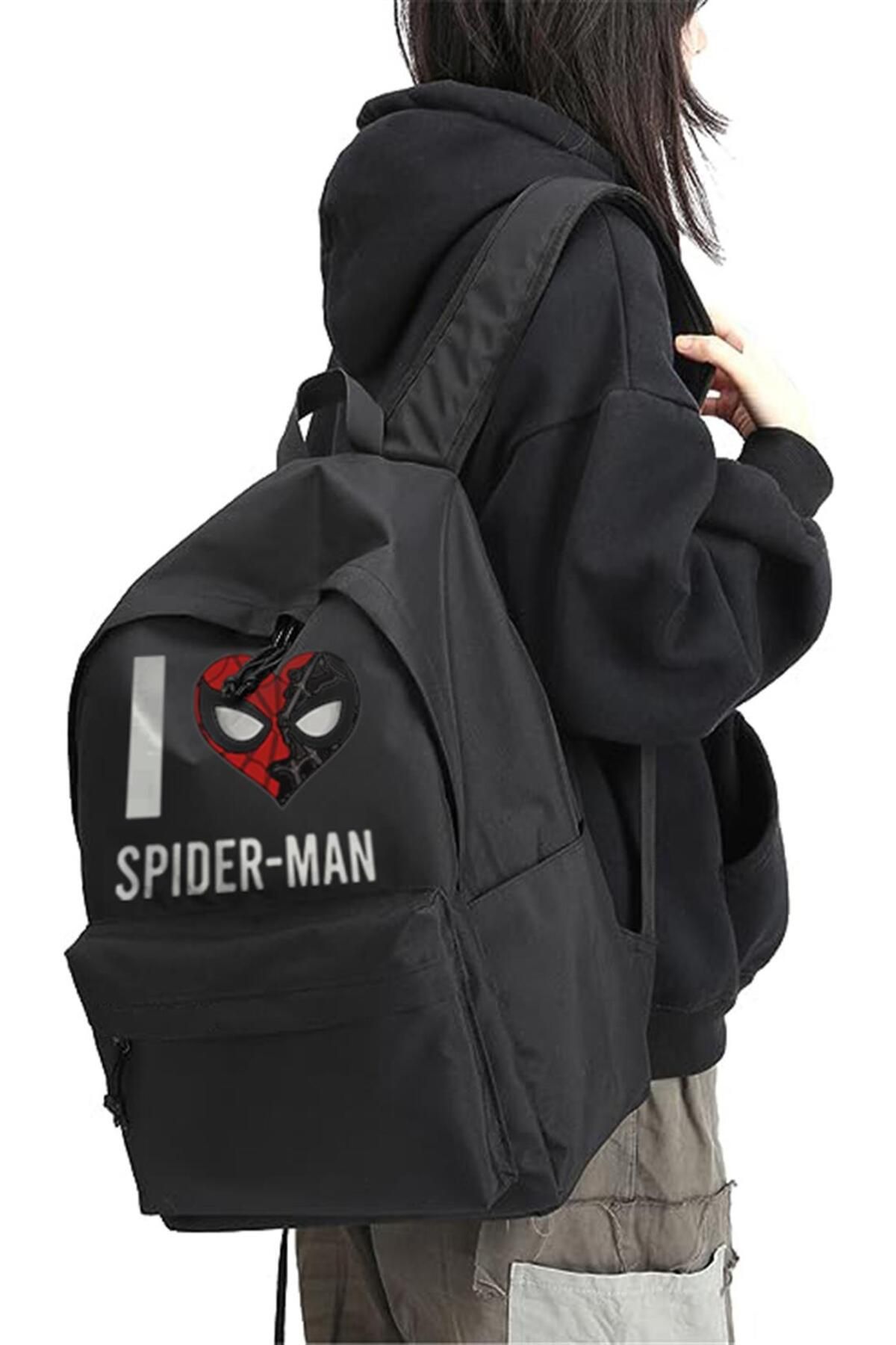 BAREM BUTİK Barem Butik  I Love Spider-Man Baskılı Unisex Sırt Çantası