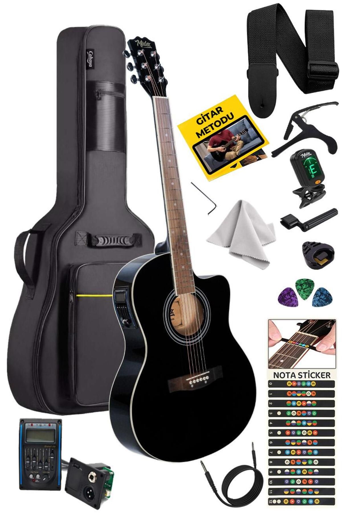 Midex Xc-300xbk-eq Profesyonel Siyah Elektro Akustik Gitar 4/4 Yetişkin Üst Segment