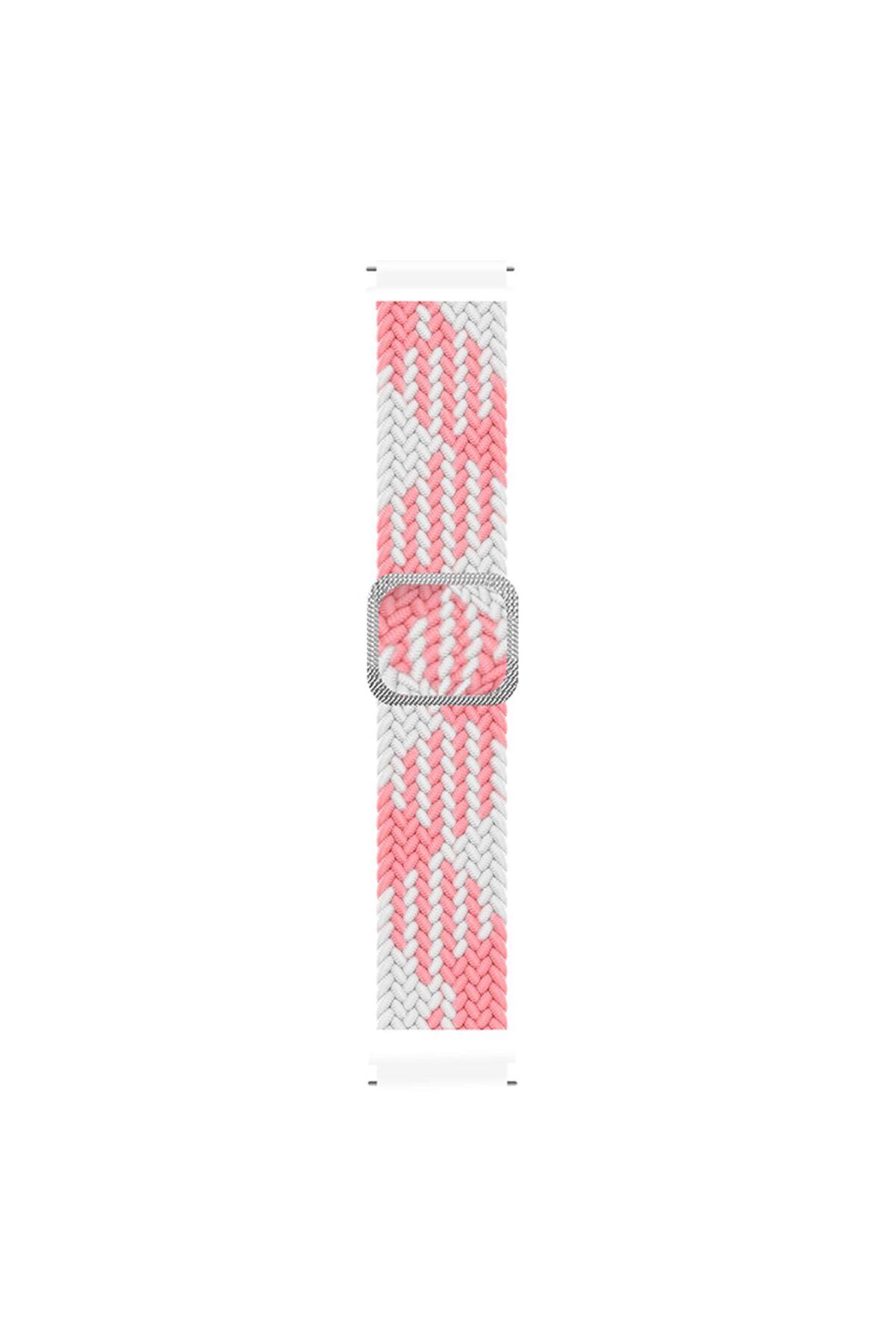 Microsonic Huawei Watch 5 46mm Kordon Braided Loop Band Pembe Beyaz